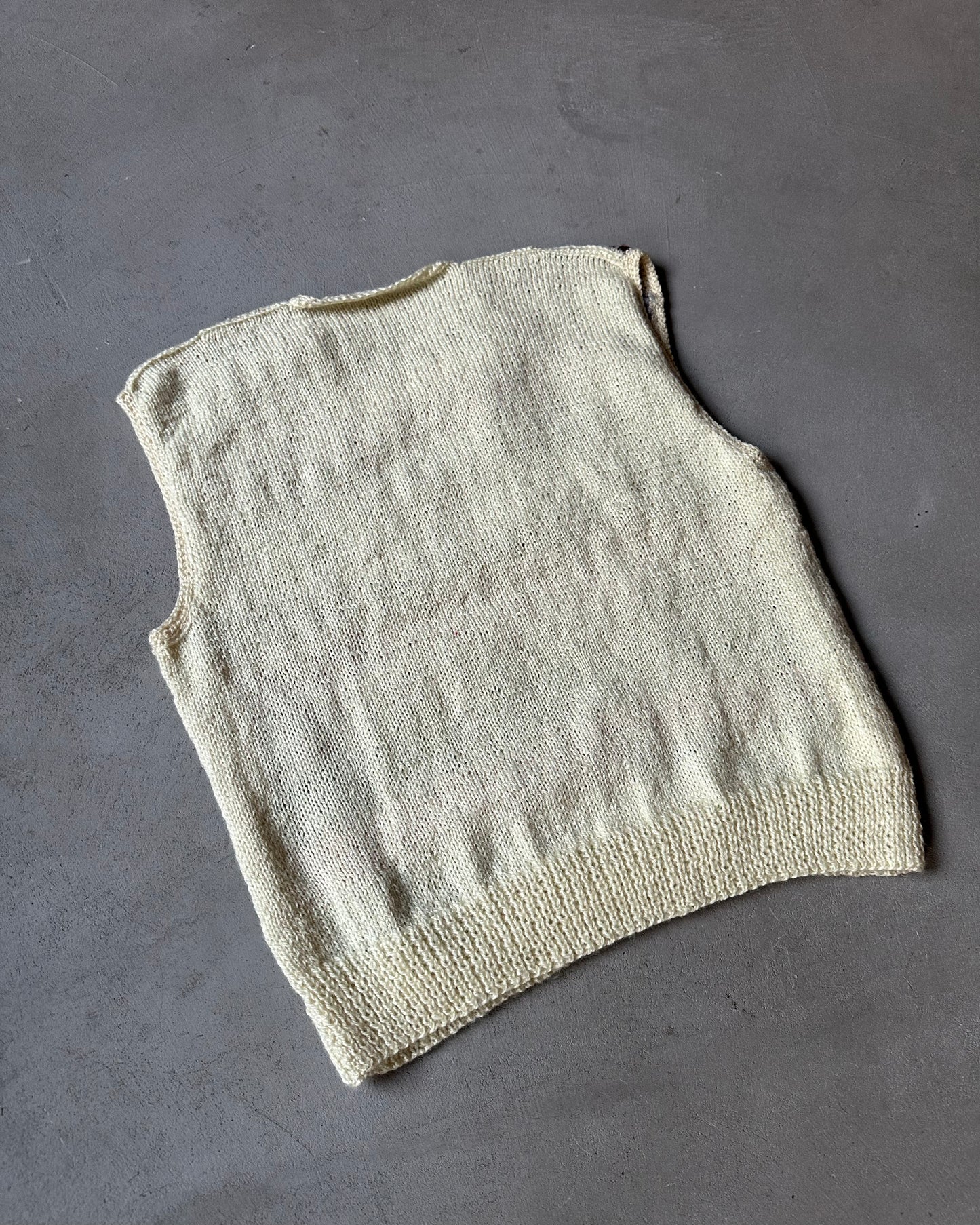 1970s - Cream Fair Isle Handknit Sweater Vest - XS