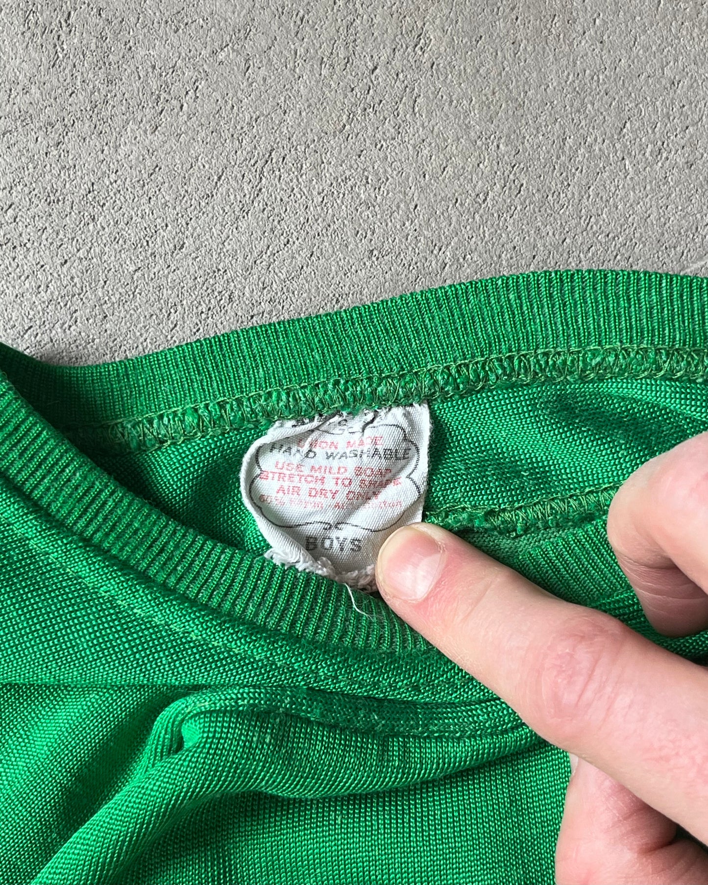 1970s -  Distressed Green/Yellow "23" Rayon Jersey - (W)S