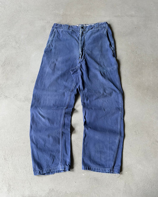 1960s - Distressed Blue Euro Work Pants - 30x28
