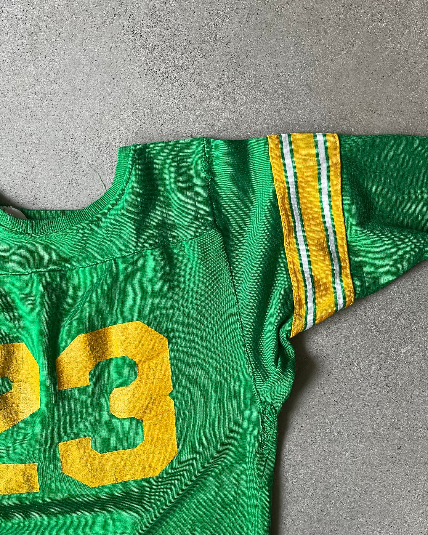 1970s -  Distressed Green/Yellow "23" Rayon Jersey - (W)S