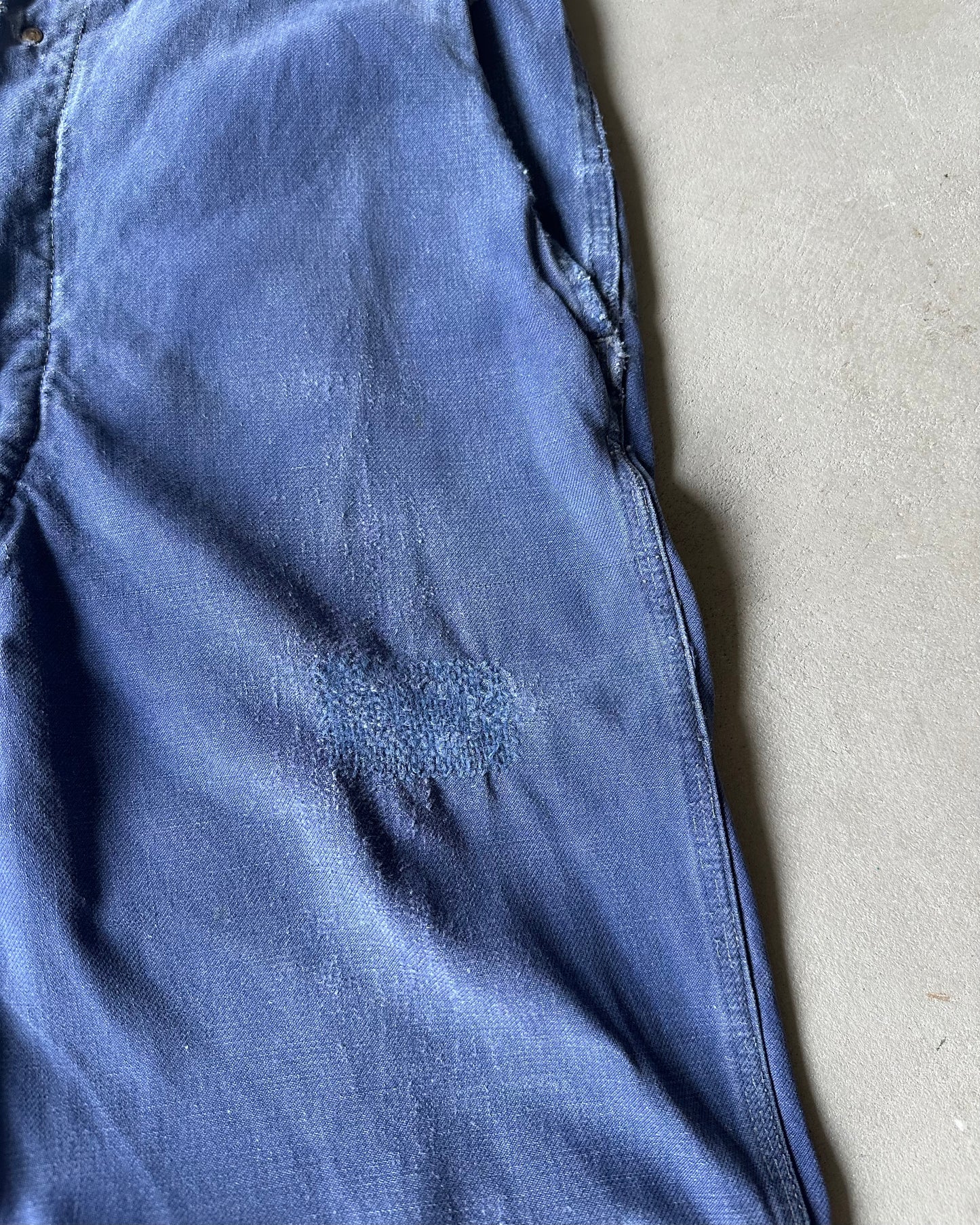 1960s - Distressed Blue Euro Work Pants - 30x28