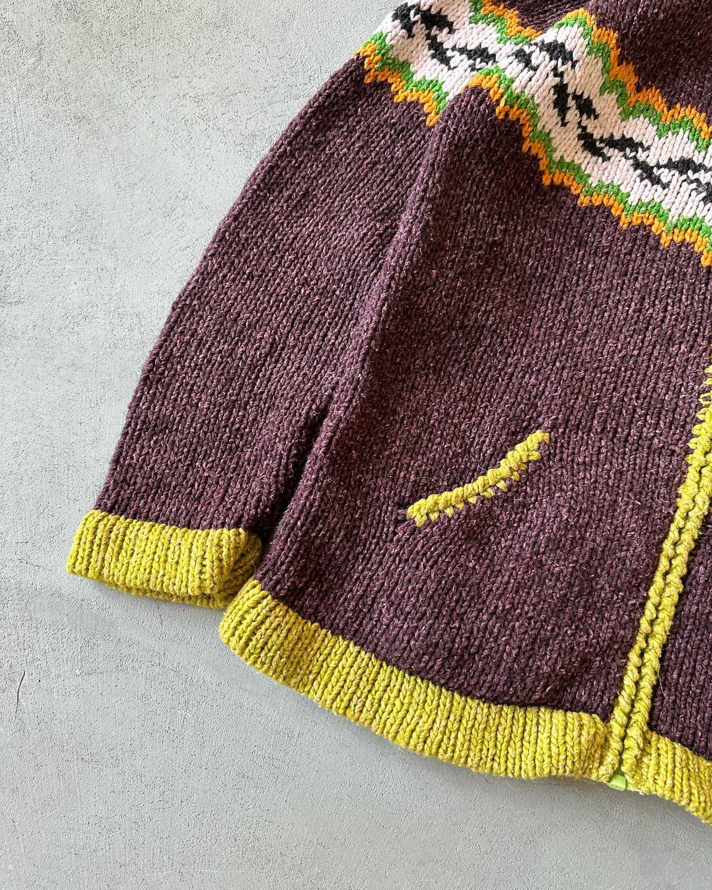 2000s - Plum/Green Wool Hooded Sweater - (W)S