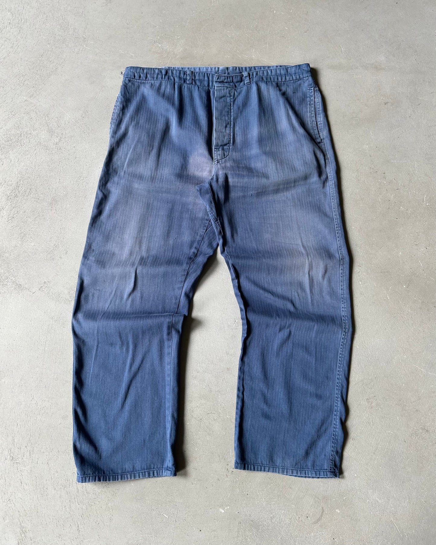 1970s - Faded Blue Buckle Back HBT Euro Pants - 36x29