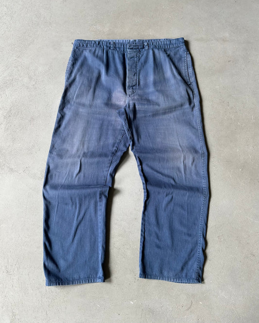 1970s - Faded Blue Buckle Back HBT Euro Pants - 36x29