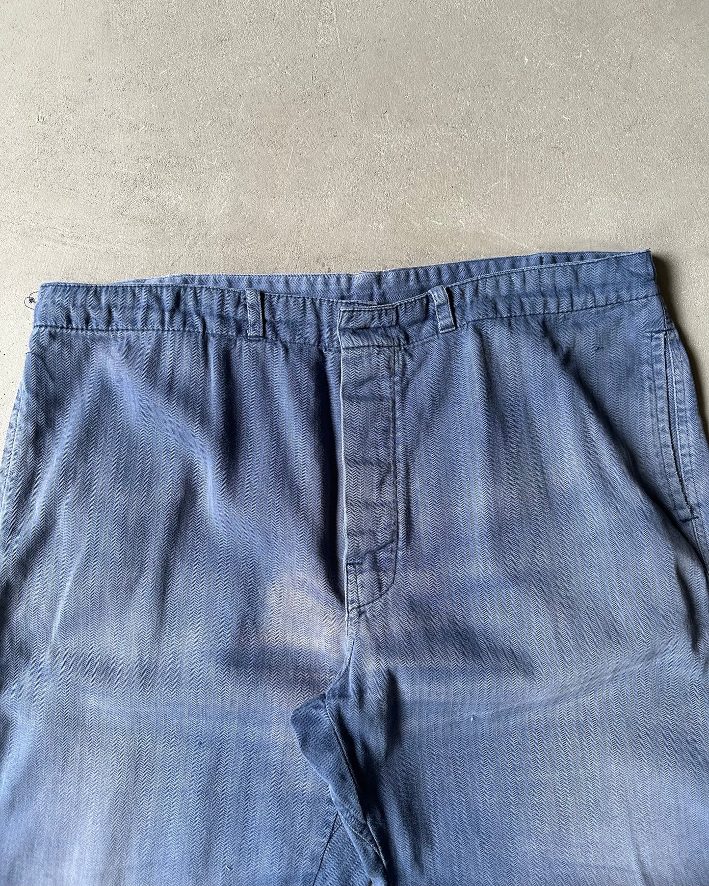 1970s - Faded Blue Buckle Back HBT Euro Pants - 36x29