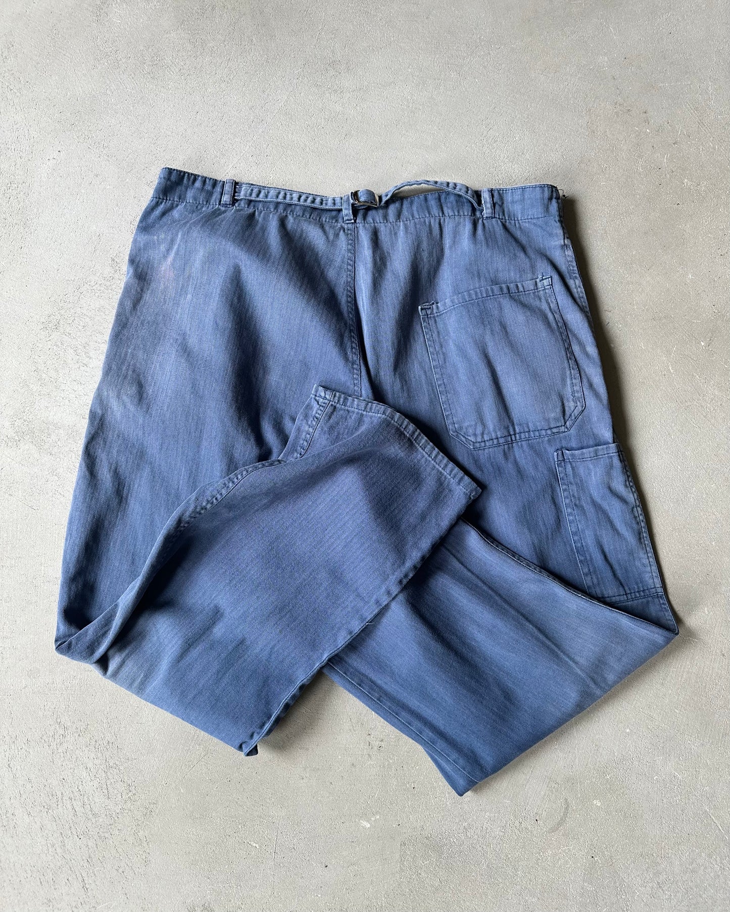 1970s - Faded Blue Buckle Back HBT Euro Pants - 36x29