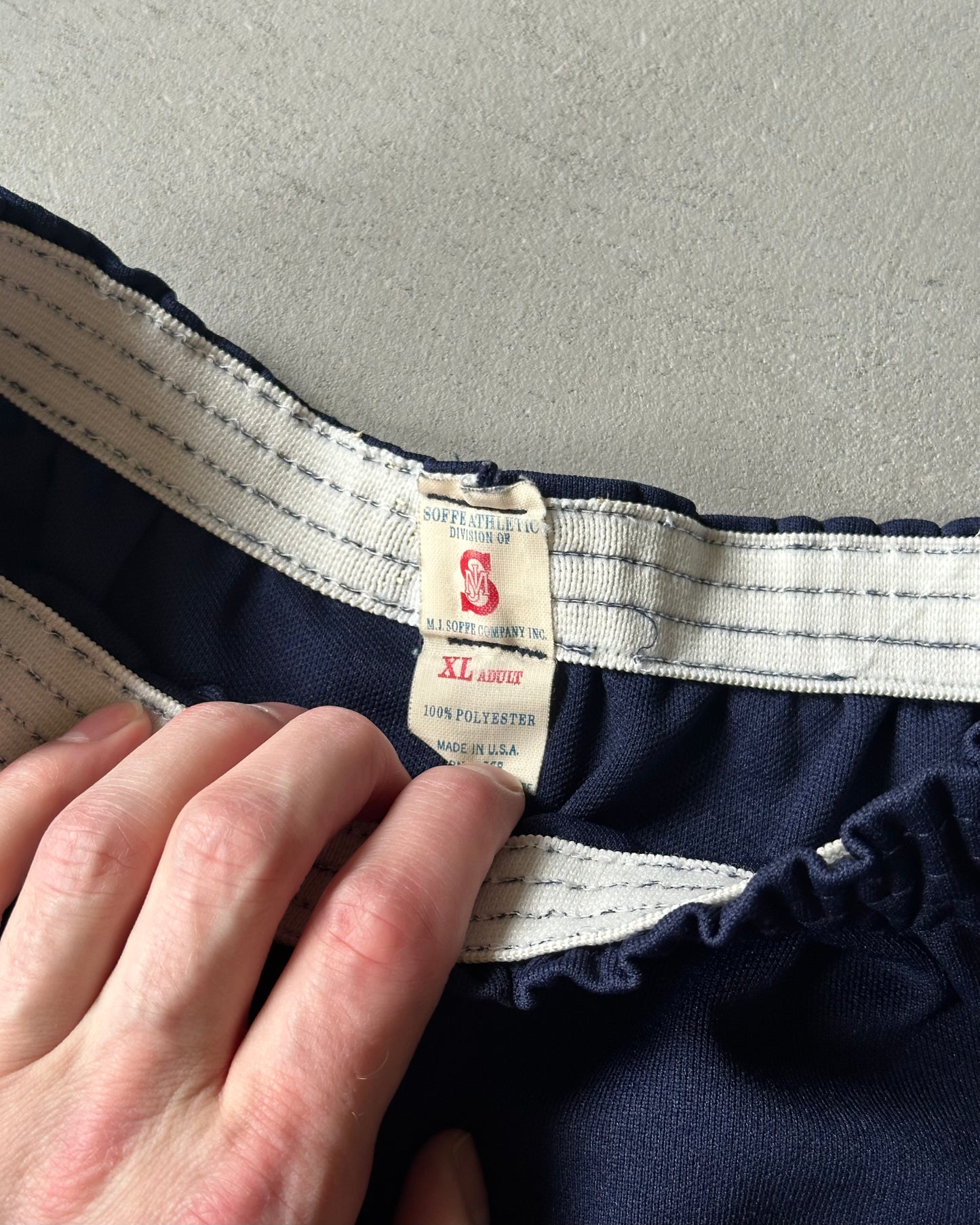 1970s - Navy/Yellow Police Track Shorts - S