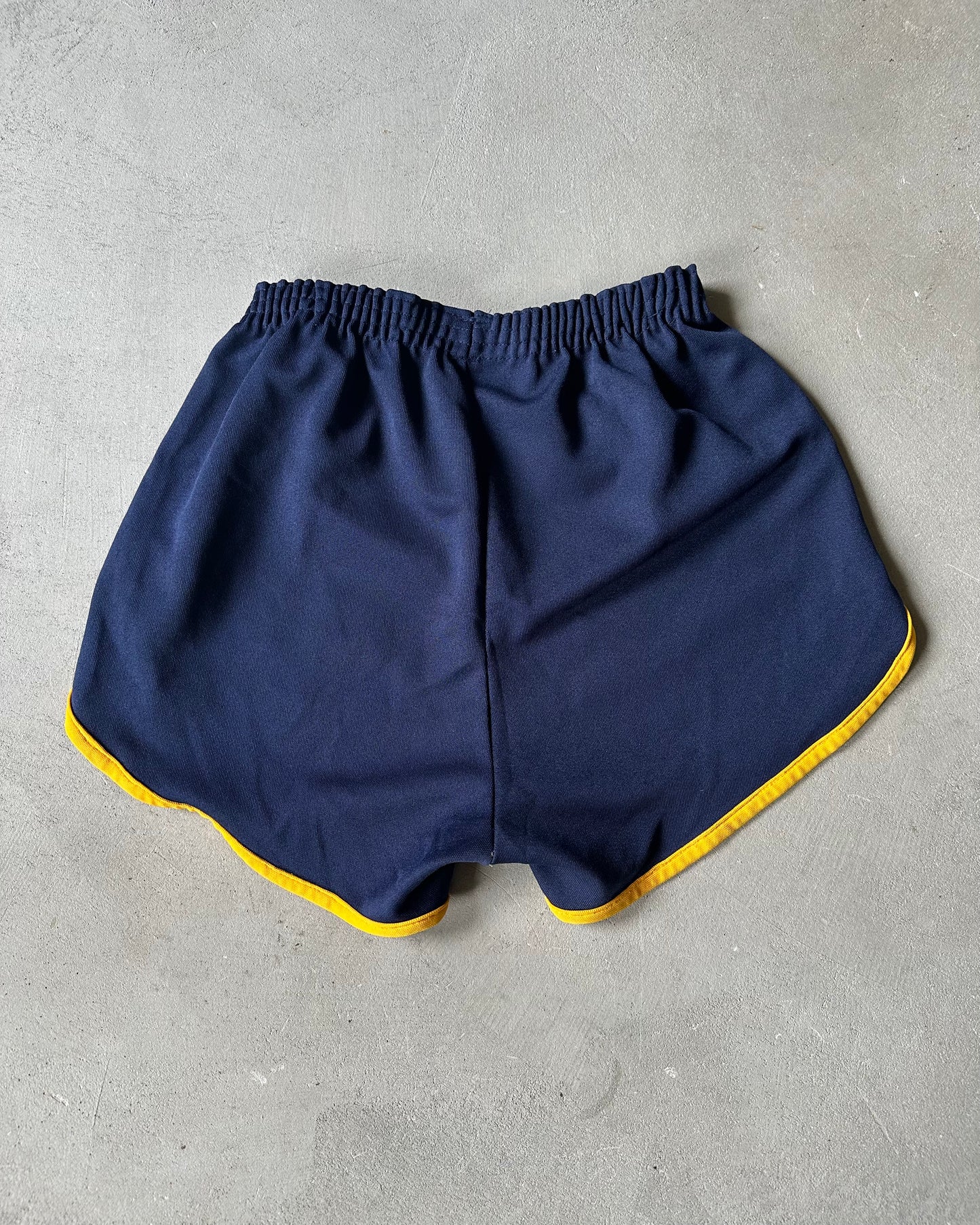 1970s - Navy/Yellow Police Track Shorts - S