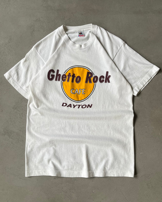 1990s - White Ghetto Rock Cafe T-Shirt - M/L