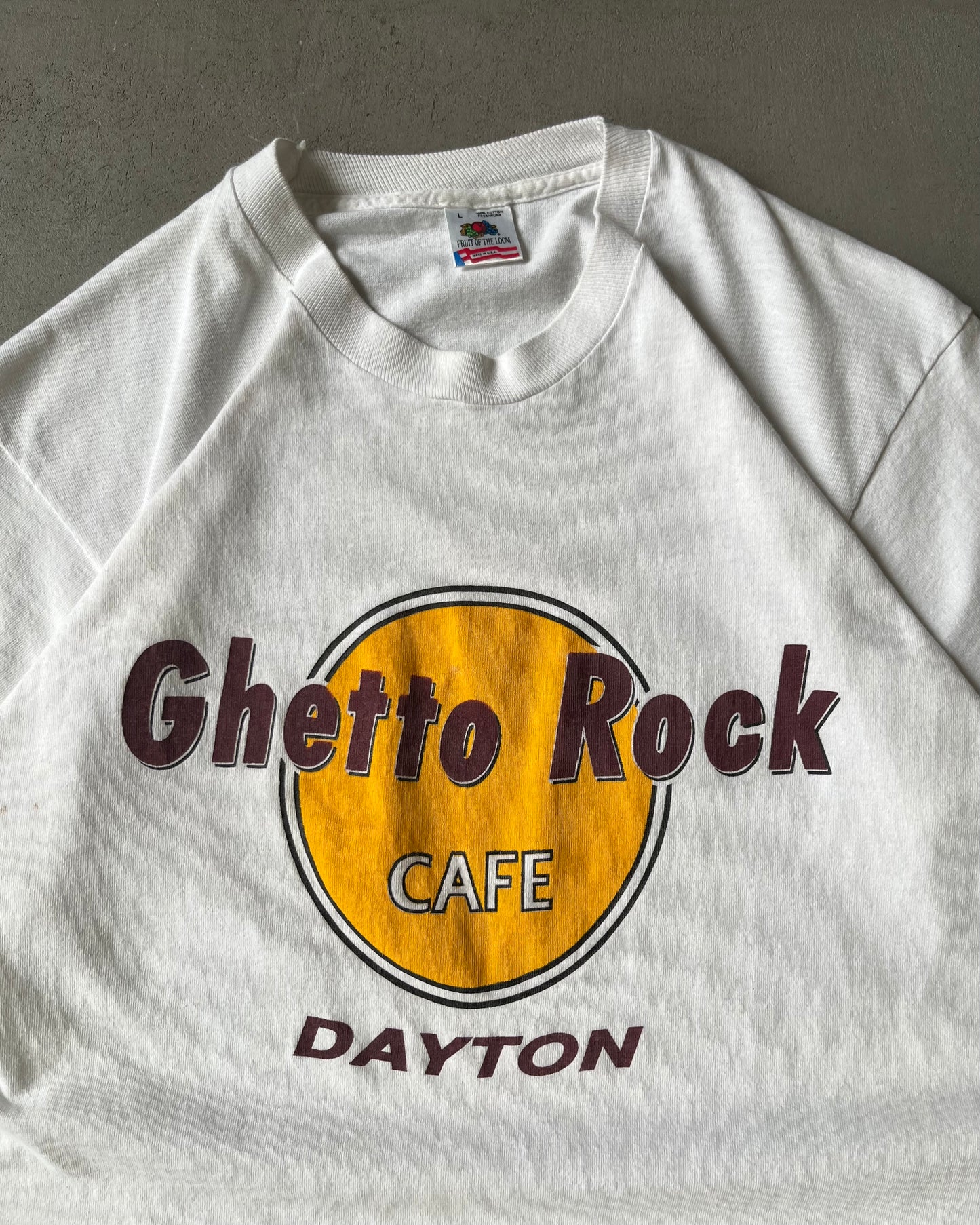 1990s - White Ghetto Rock Cafe T-Shirt - M/L