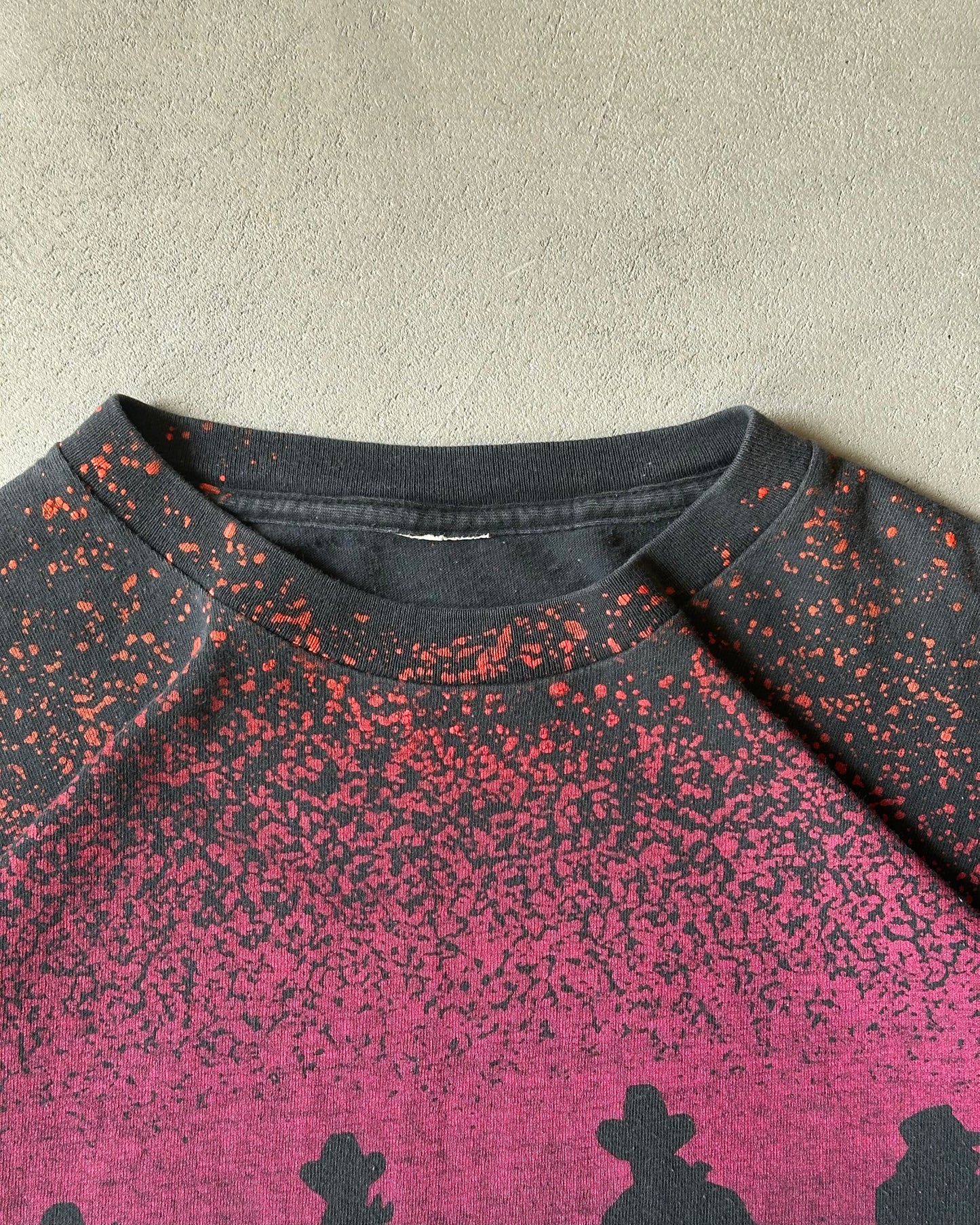 1990s - Faded Black Cowboys AOP Cropped T-Shirt - S