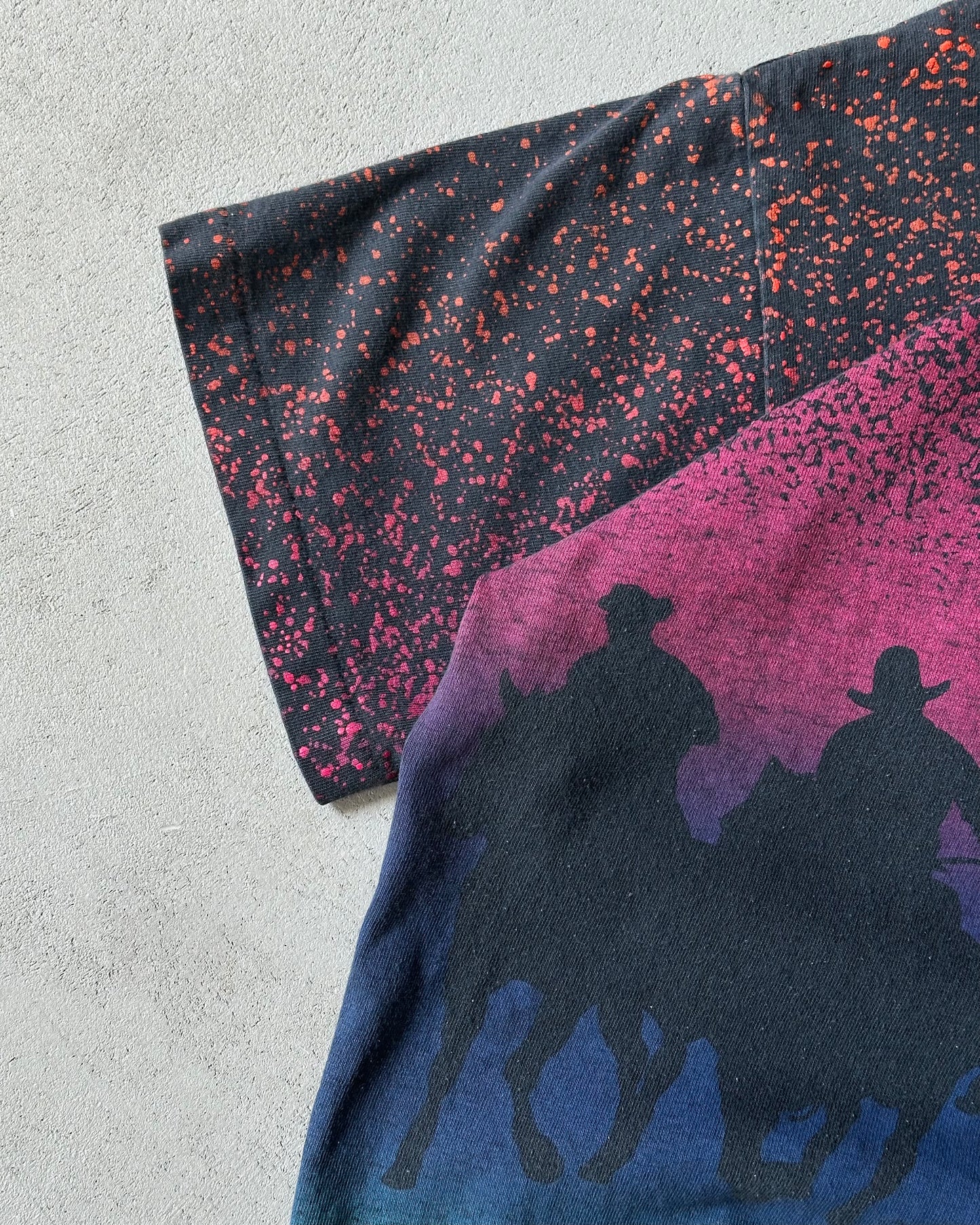 1990s - Faded Black Cowboys AOP Cropped T-Shirt - S