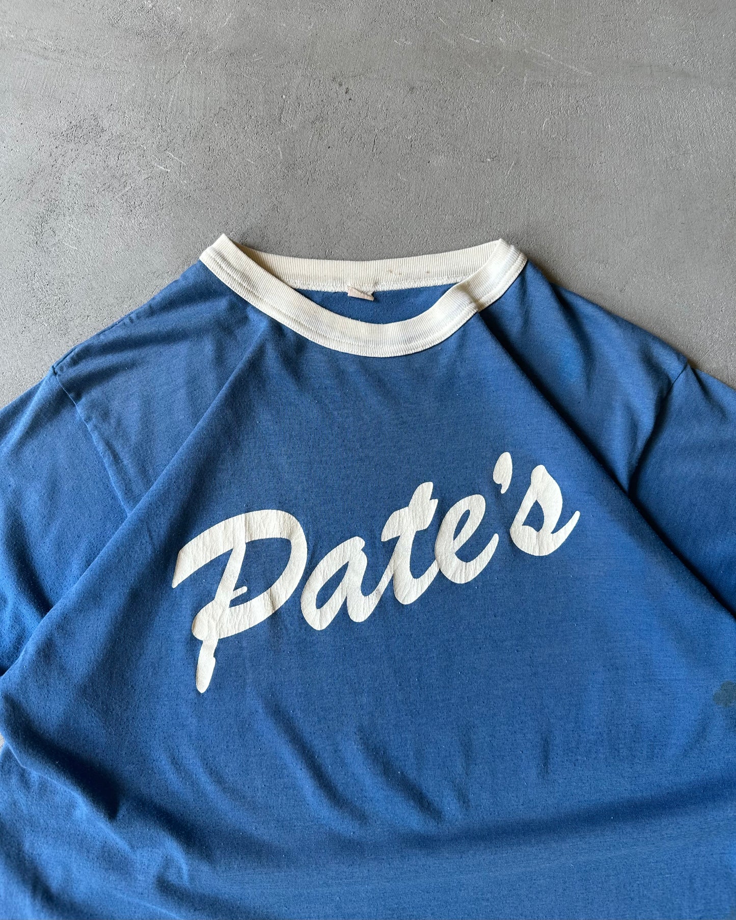 1980s - Blue/White Pate's Ringer T-Shirt - L