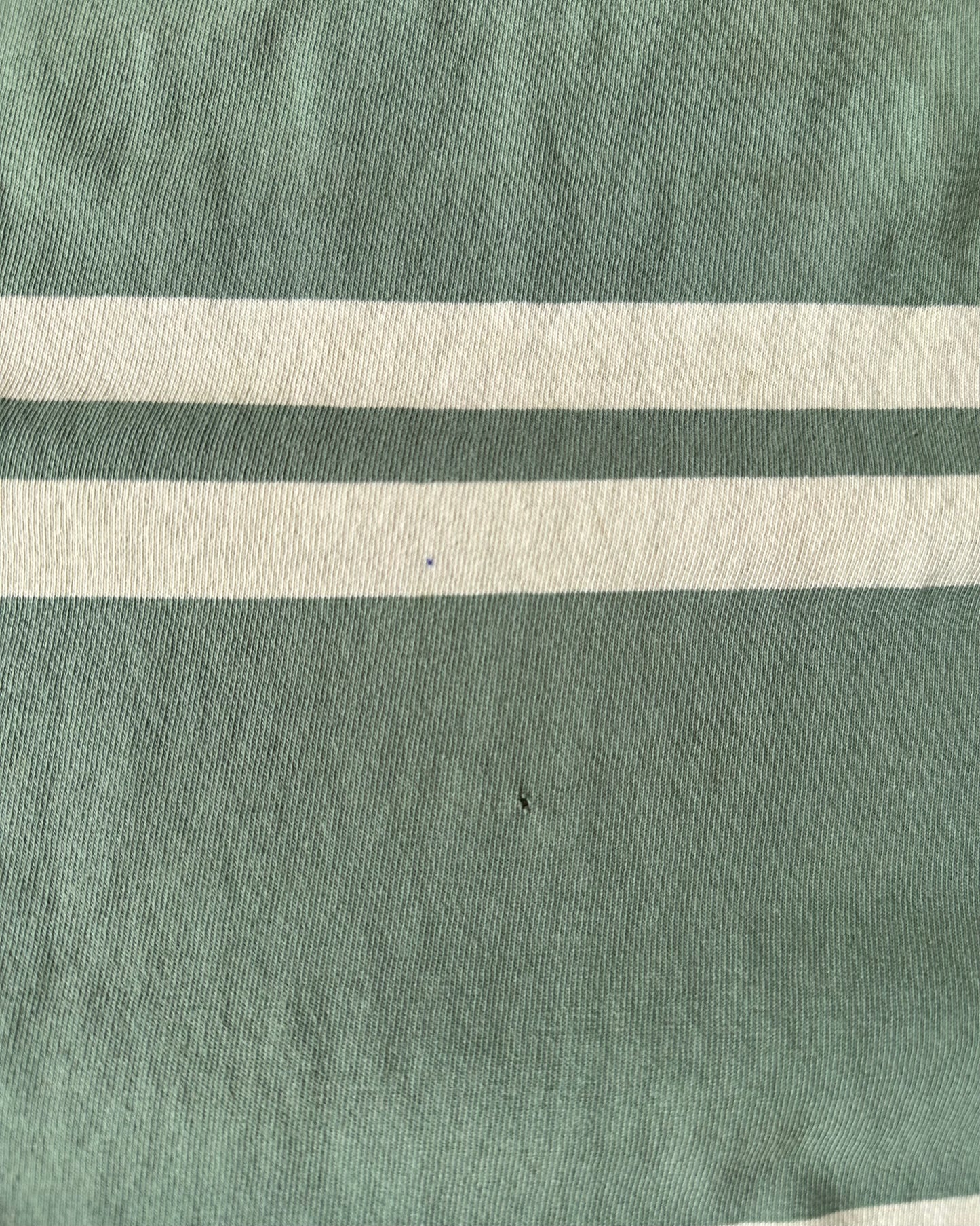 1970s - Distressed Green/Cream Striped T-Shirt - M