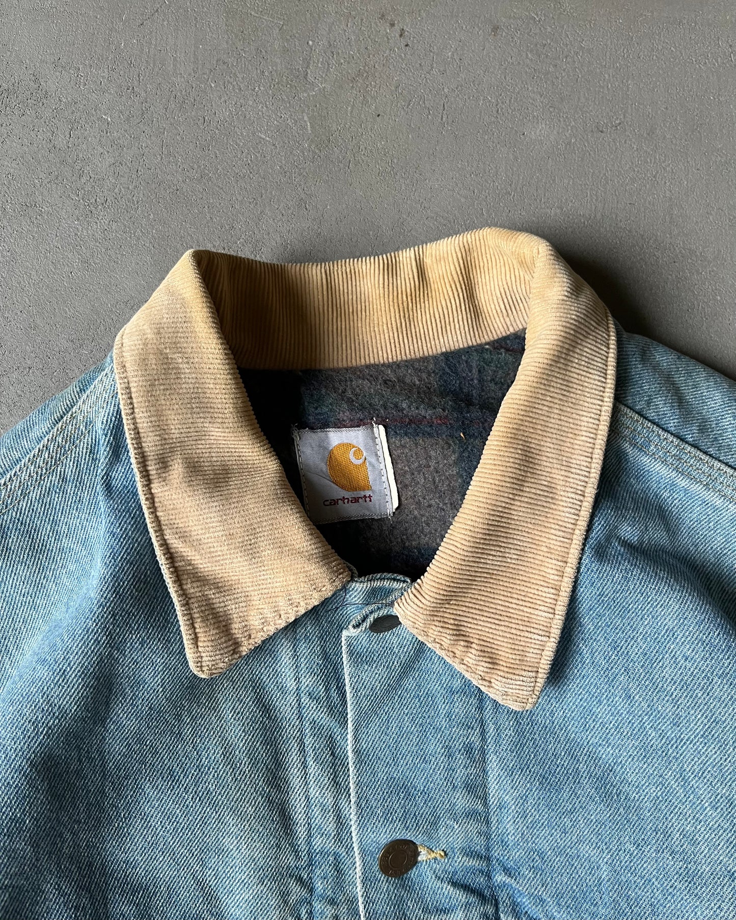1990s - Carhartt Lined Denim Jacket - L/XL