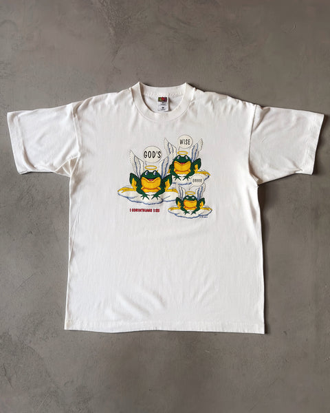 1990s - White "God's WIse Errrr" T-Shirt - L/XL