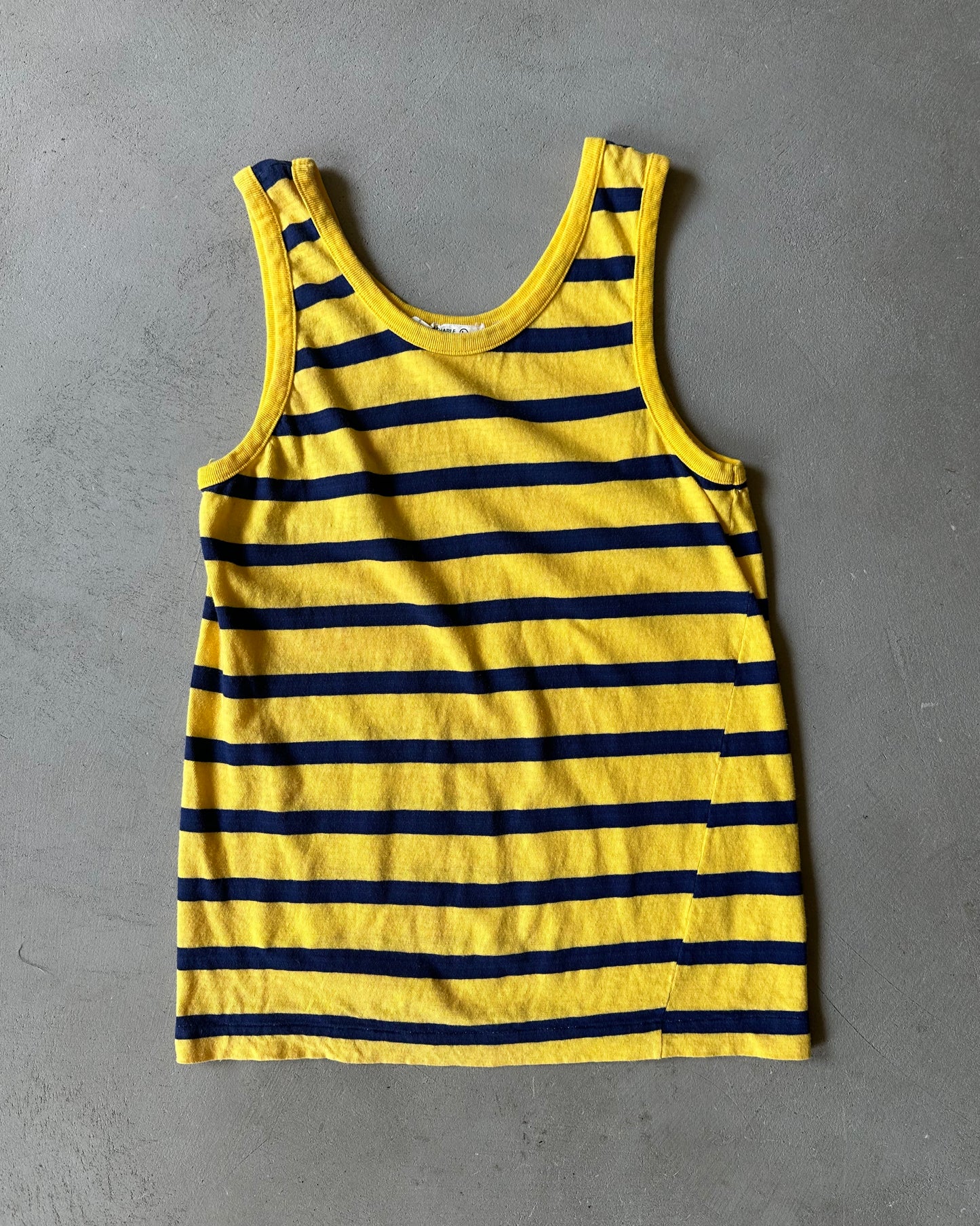 1970s - Yellow/Navy K-Mart Striped Tank Top - S/M