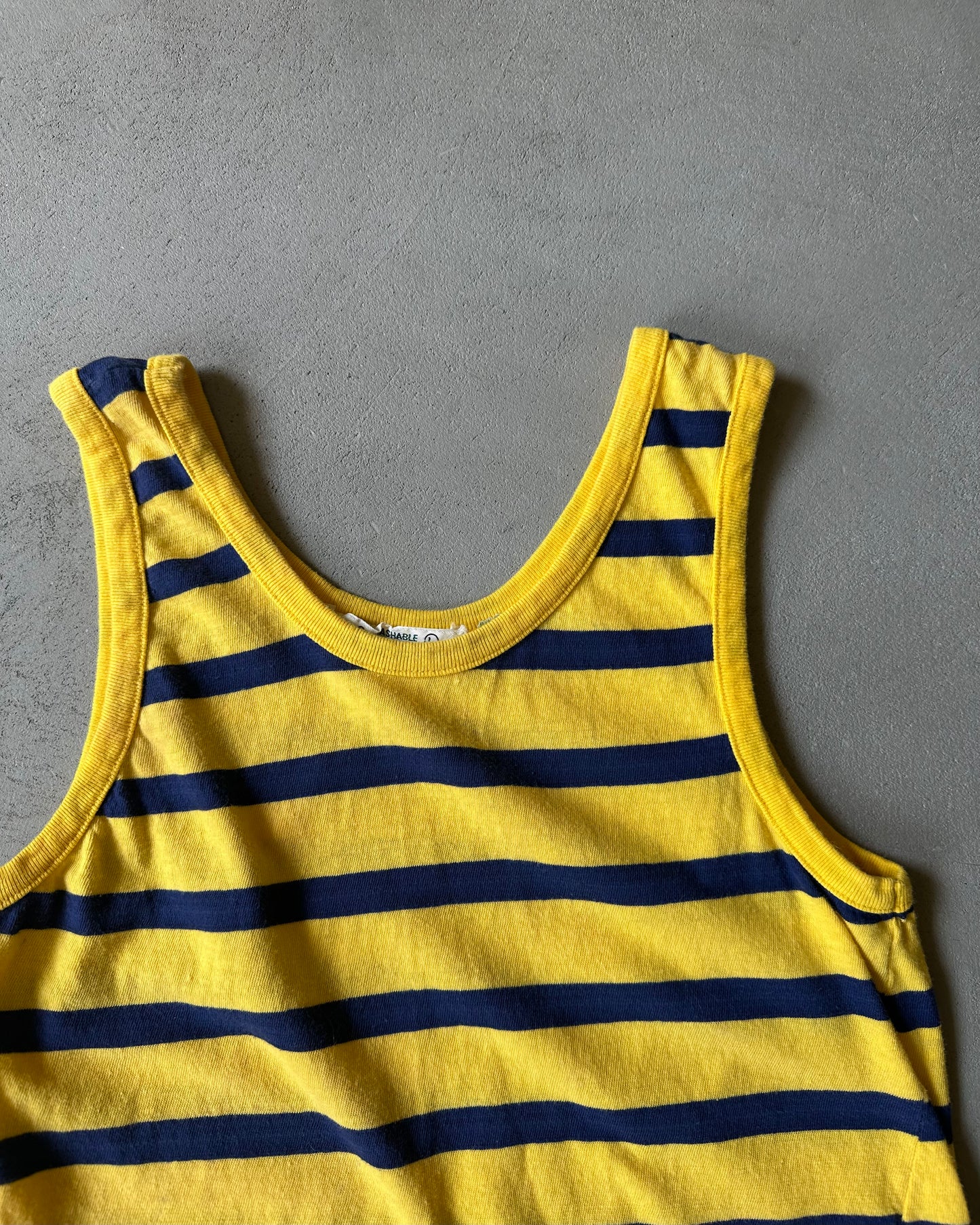 1970s - Yellow/Navy K-Mart Striped Tank Top - S/M