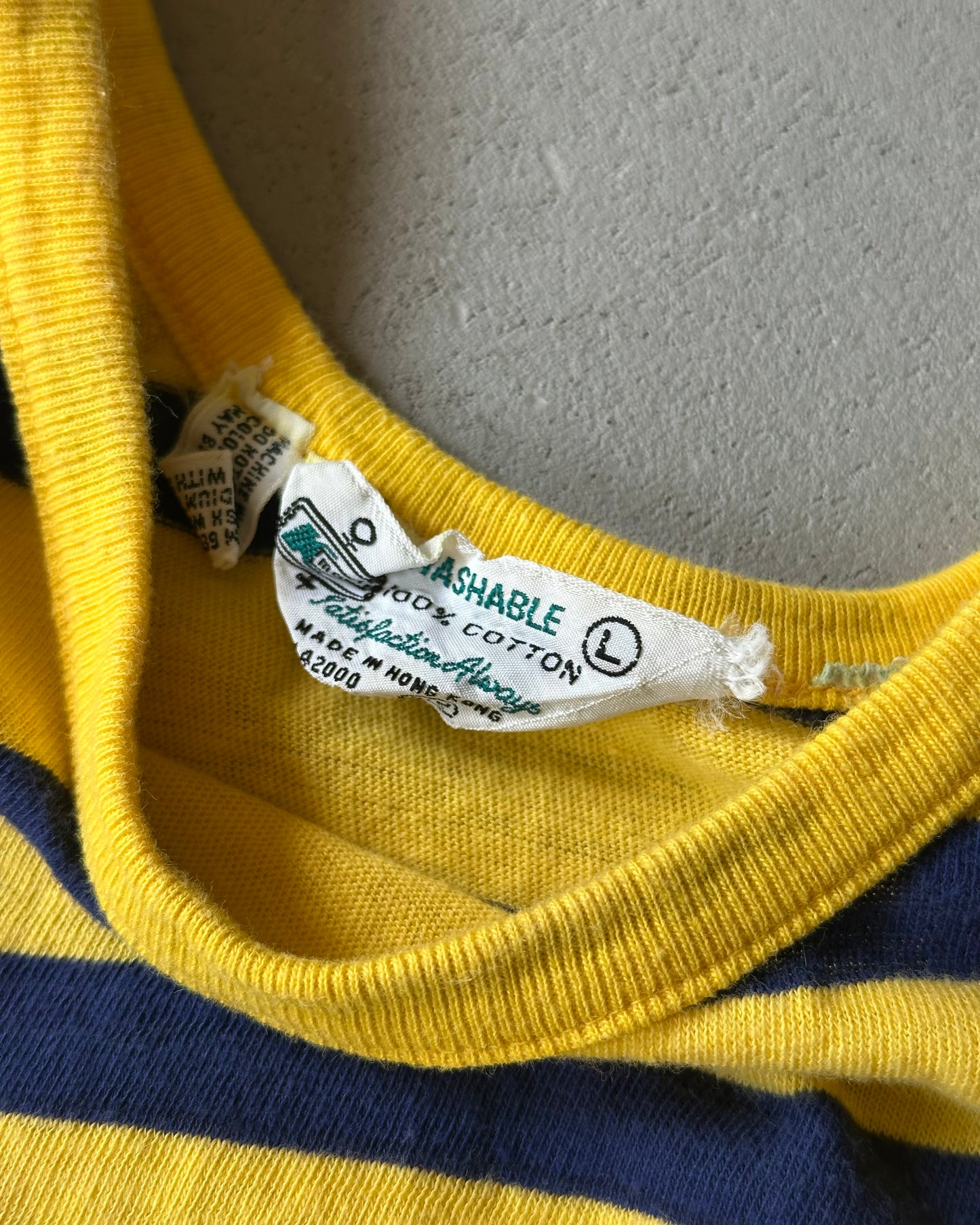 1970s - Yellow/Navy K-Mart Striped Tank Top - S/M