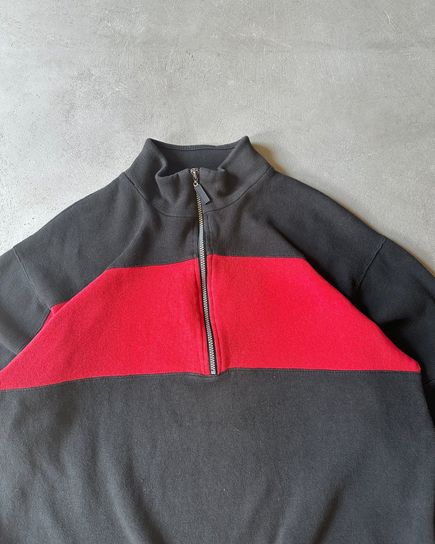 1990s - Black/Red Marlboro 1/4 Zip Sweatshirt - L
