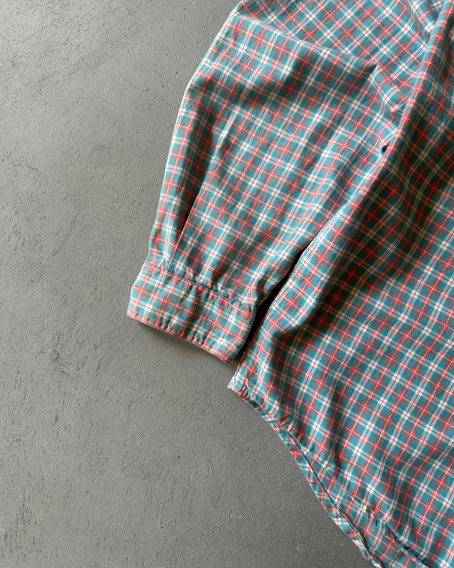 1990s - Blue/Coral Levi's Plaid Shirt - M
