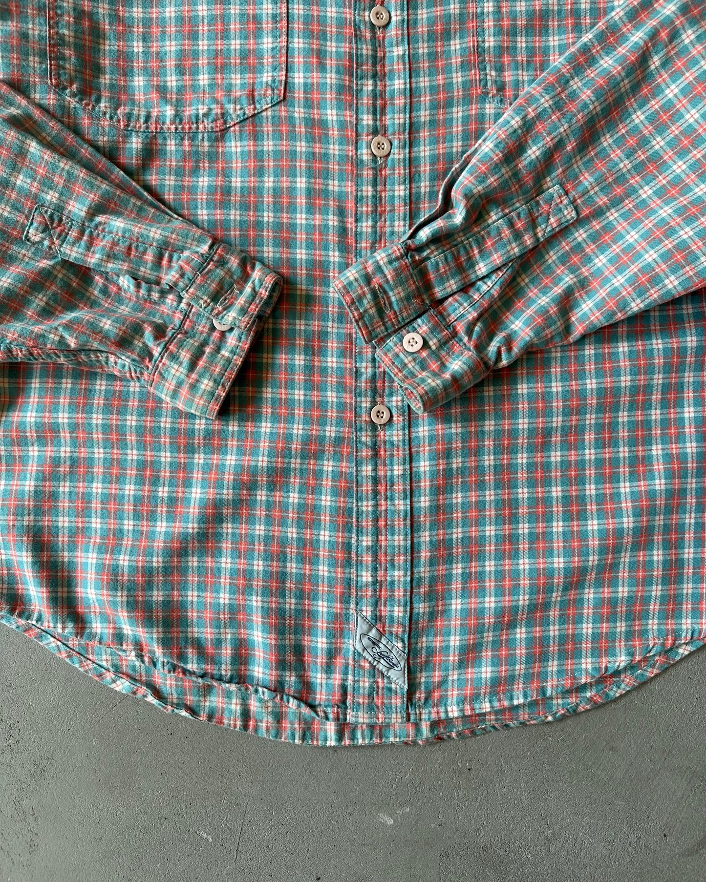 1990s - Blue/Coral Levi's Plaid Shirt - M