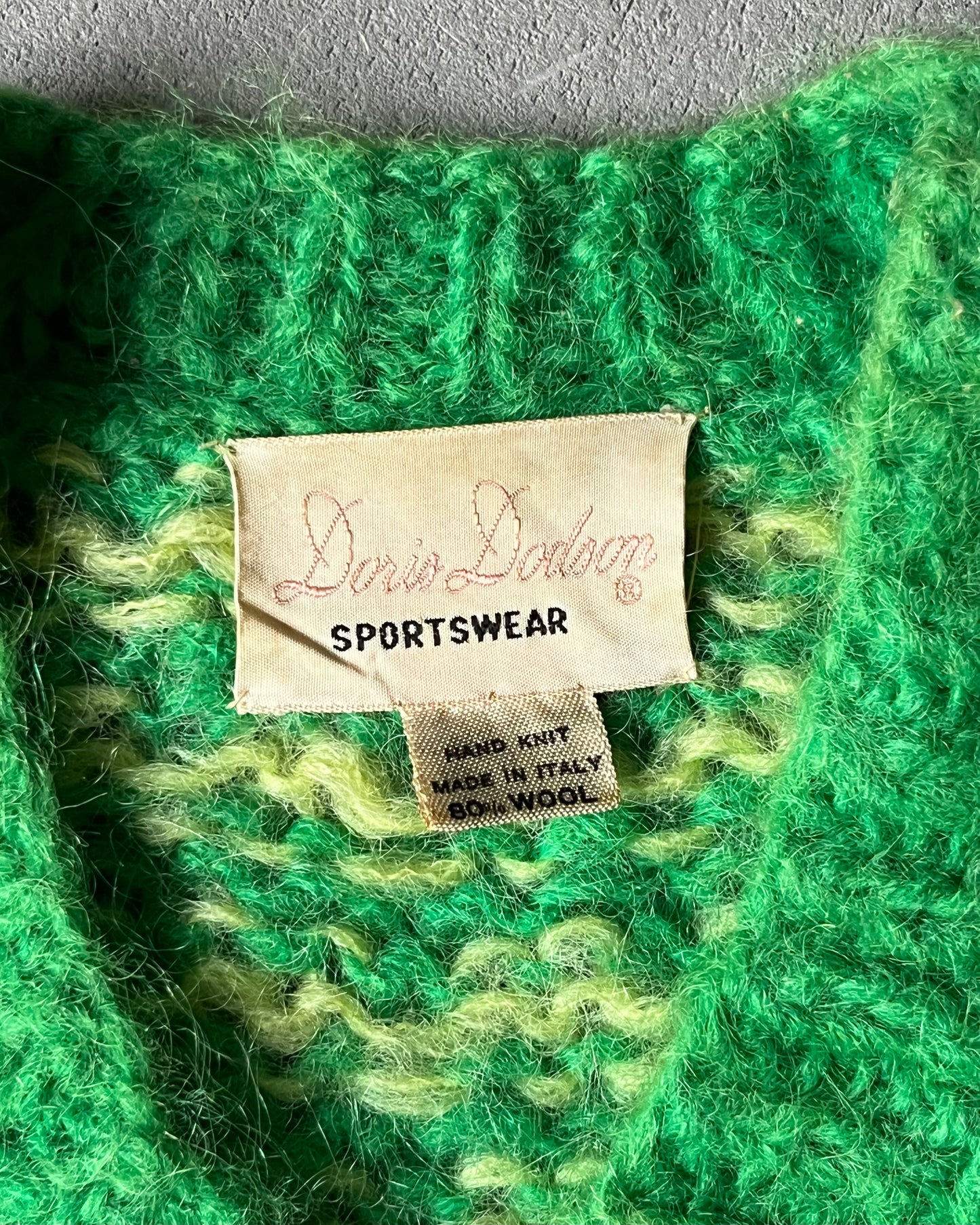 1970s - Green Cage Wool Sweater - (W)XS