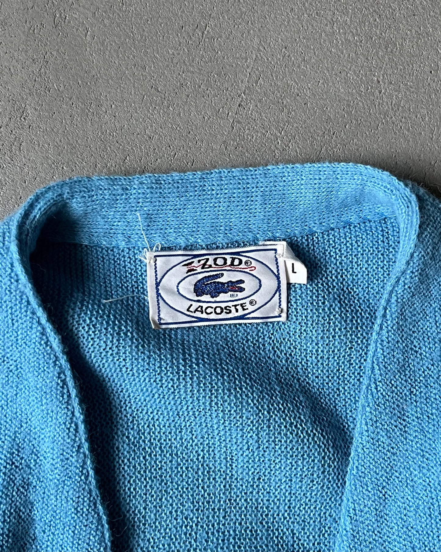 1980s - Blue Lacoste Orlon Cardigan - L