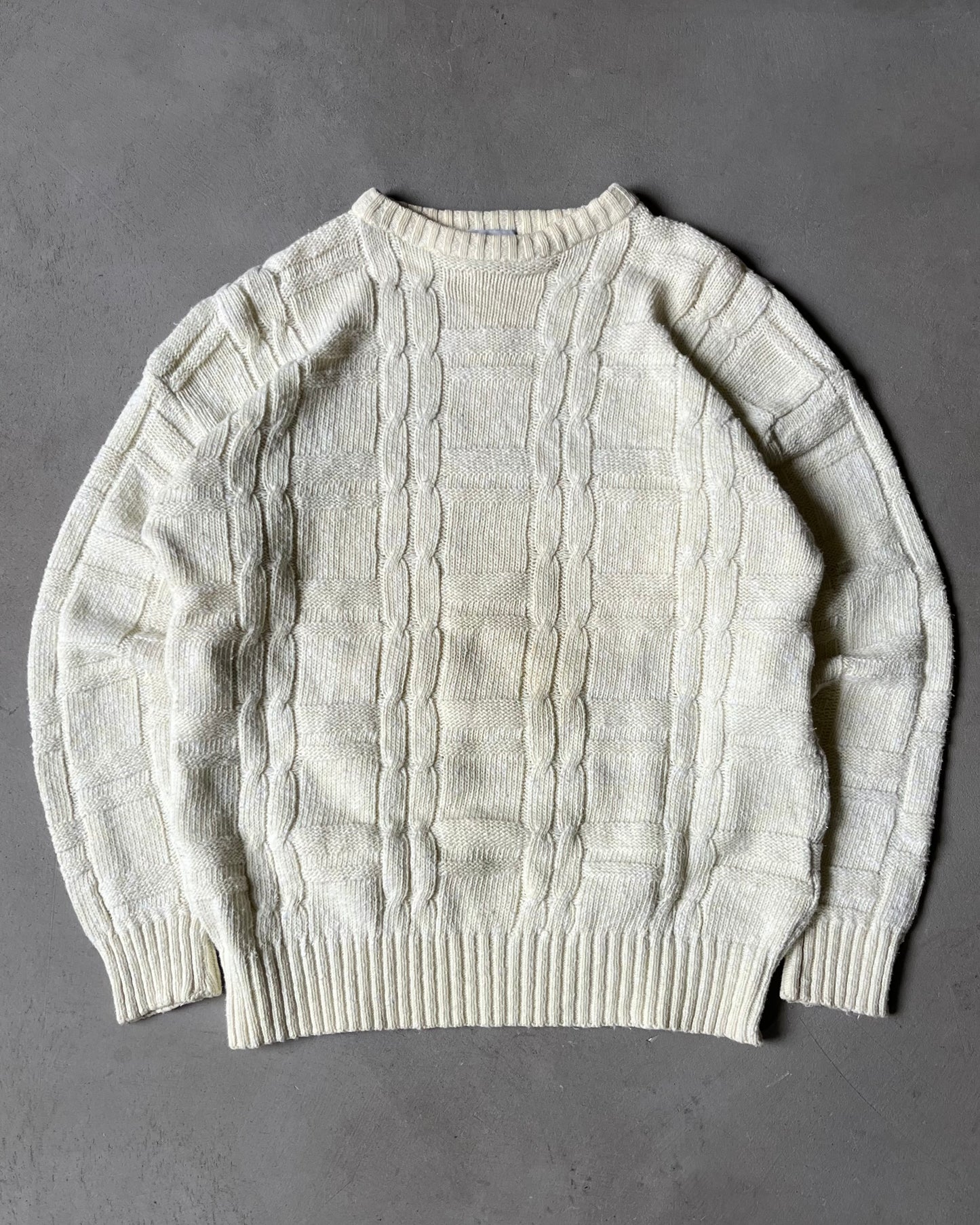 1990s - Cream Cableknit Sweater - M/L