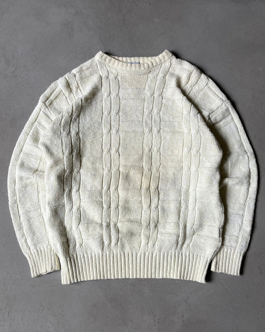 1990s - Cream Cableknit Sweater - M/L