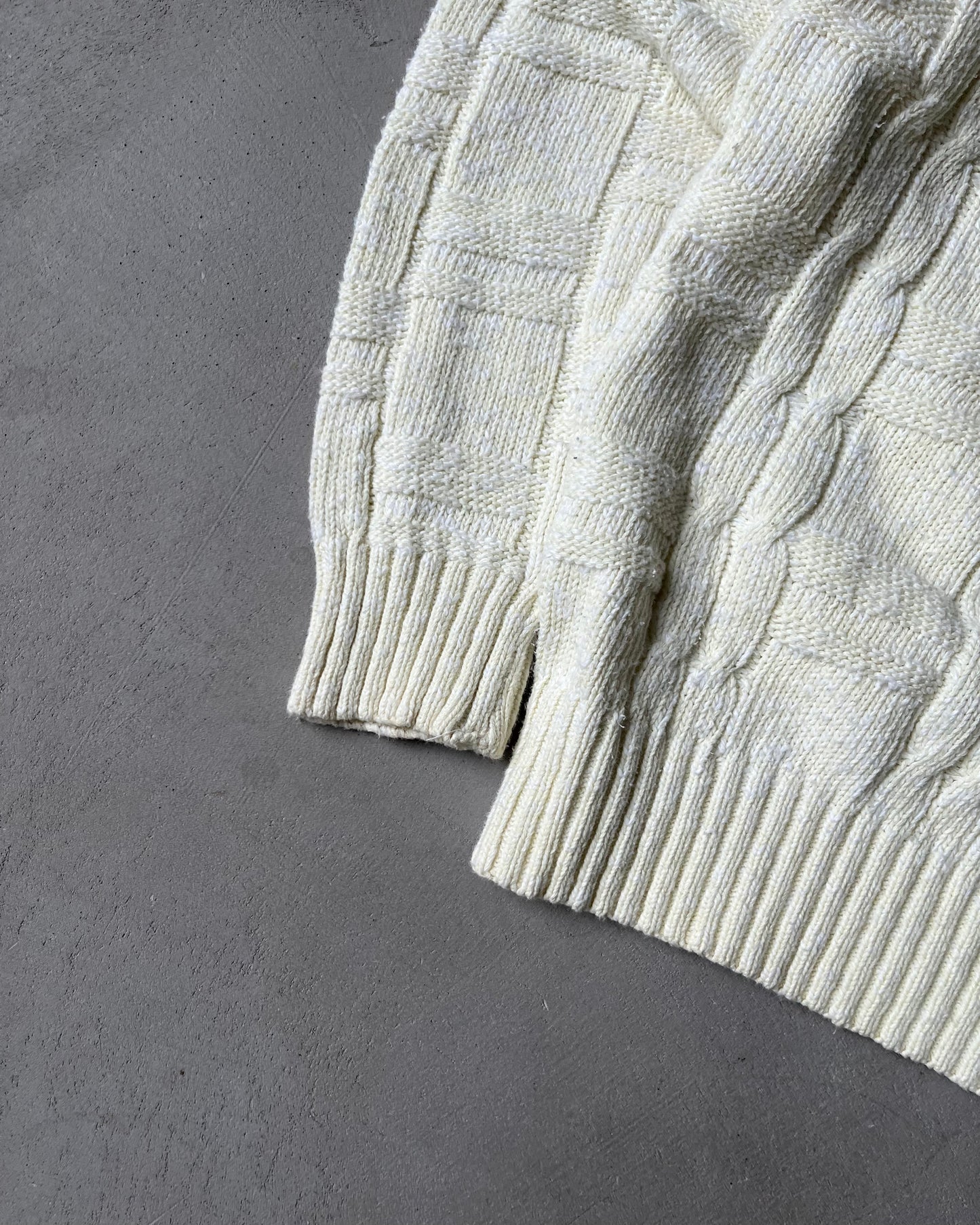 1990s - Cream Cableknit Sweater - M/L
