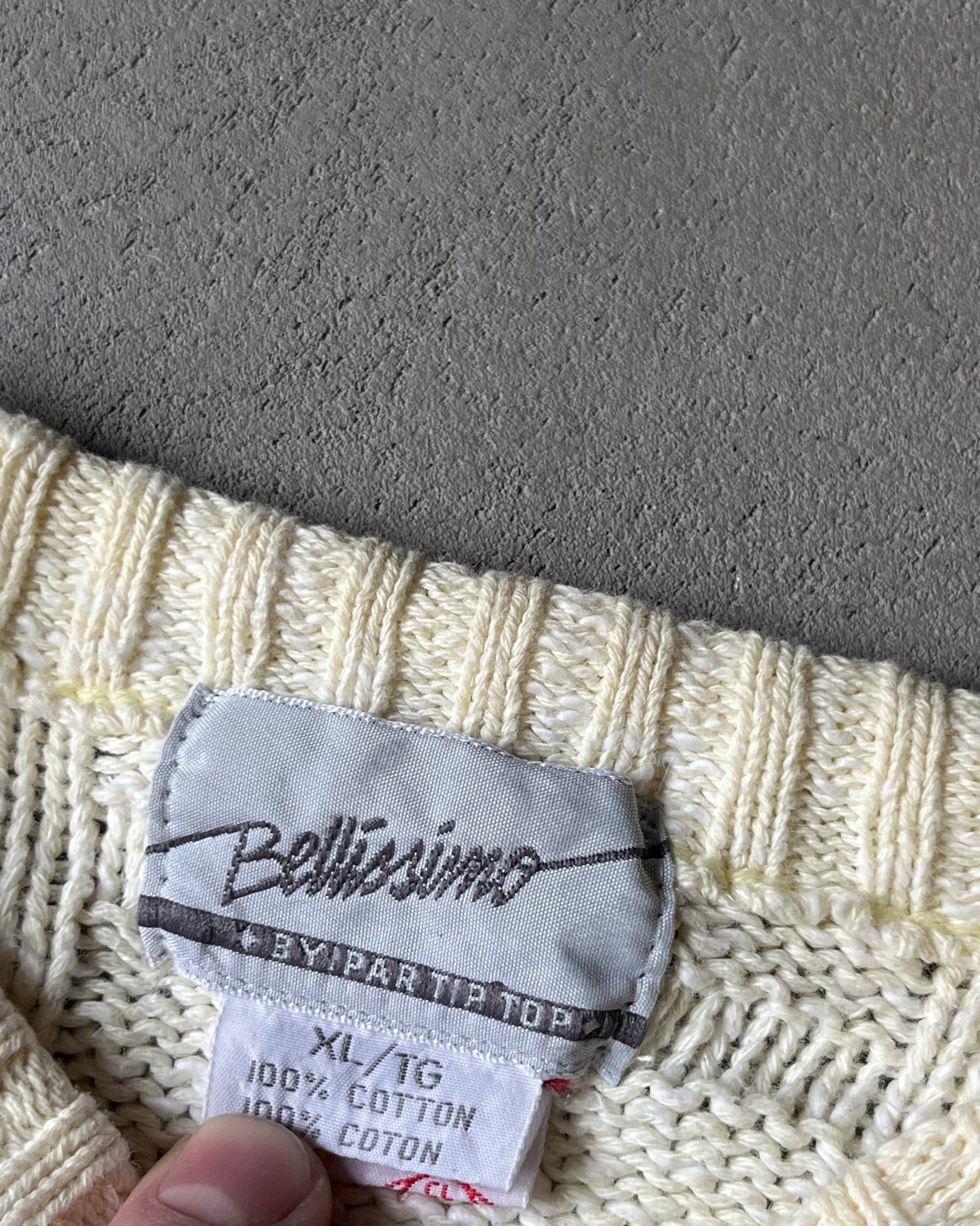 1990s - Cream Cableknit Sweater - M/L