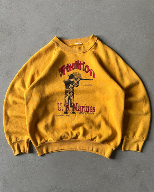 1980s - Yellow U.S Marines Crewneck - XS