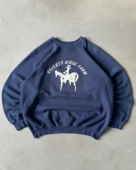 1980s - Distressed Navy "Farm" Crewneck - M