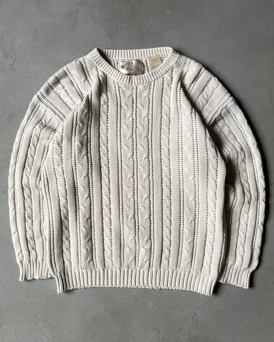 1990s - Cream Cableknit Sweater - M