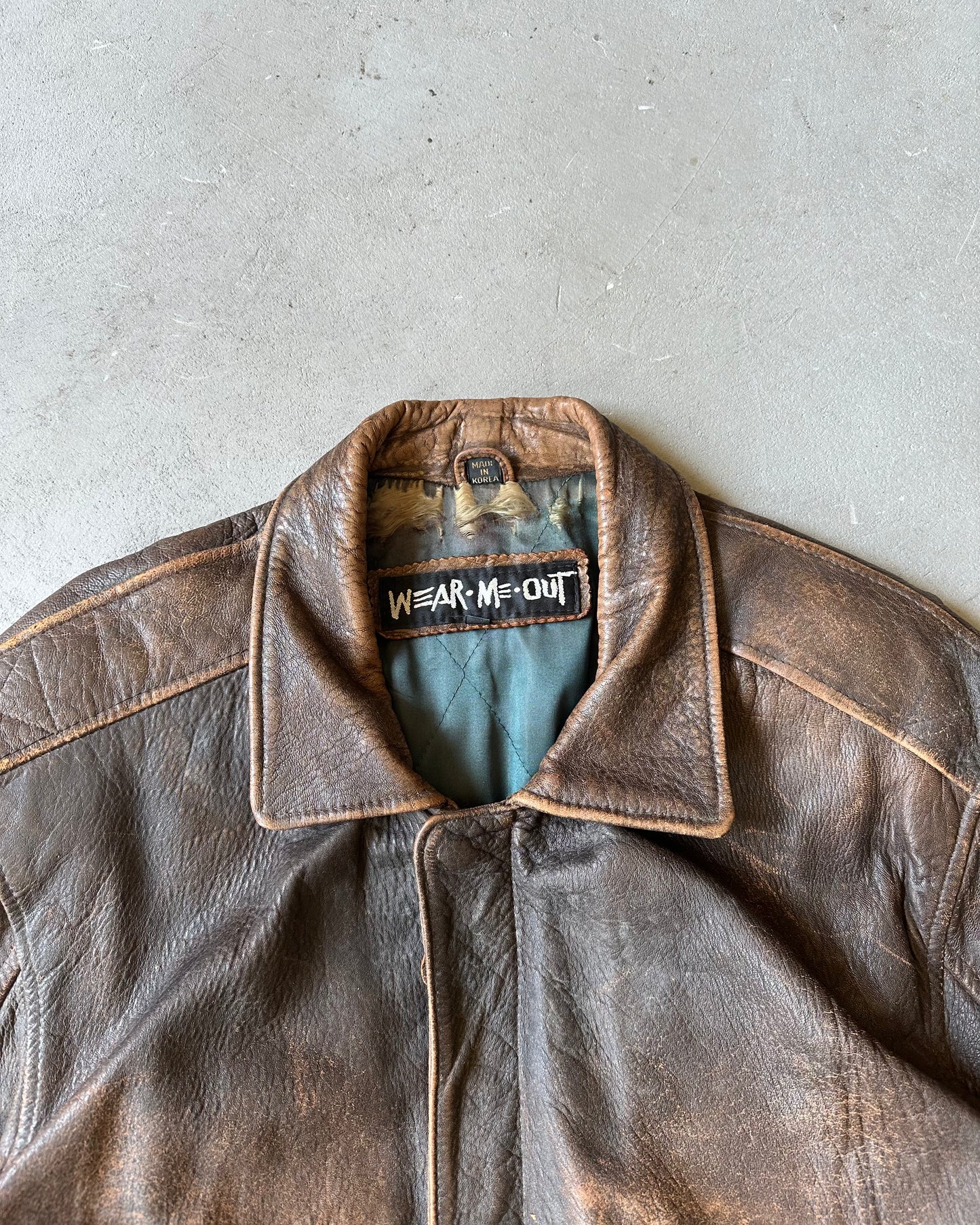 1990s - Faded Brown Aviator Leather Jacket - M