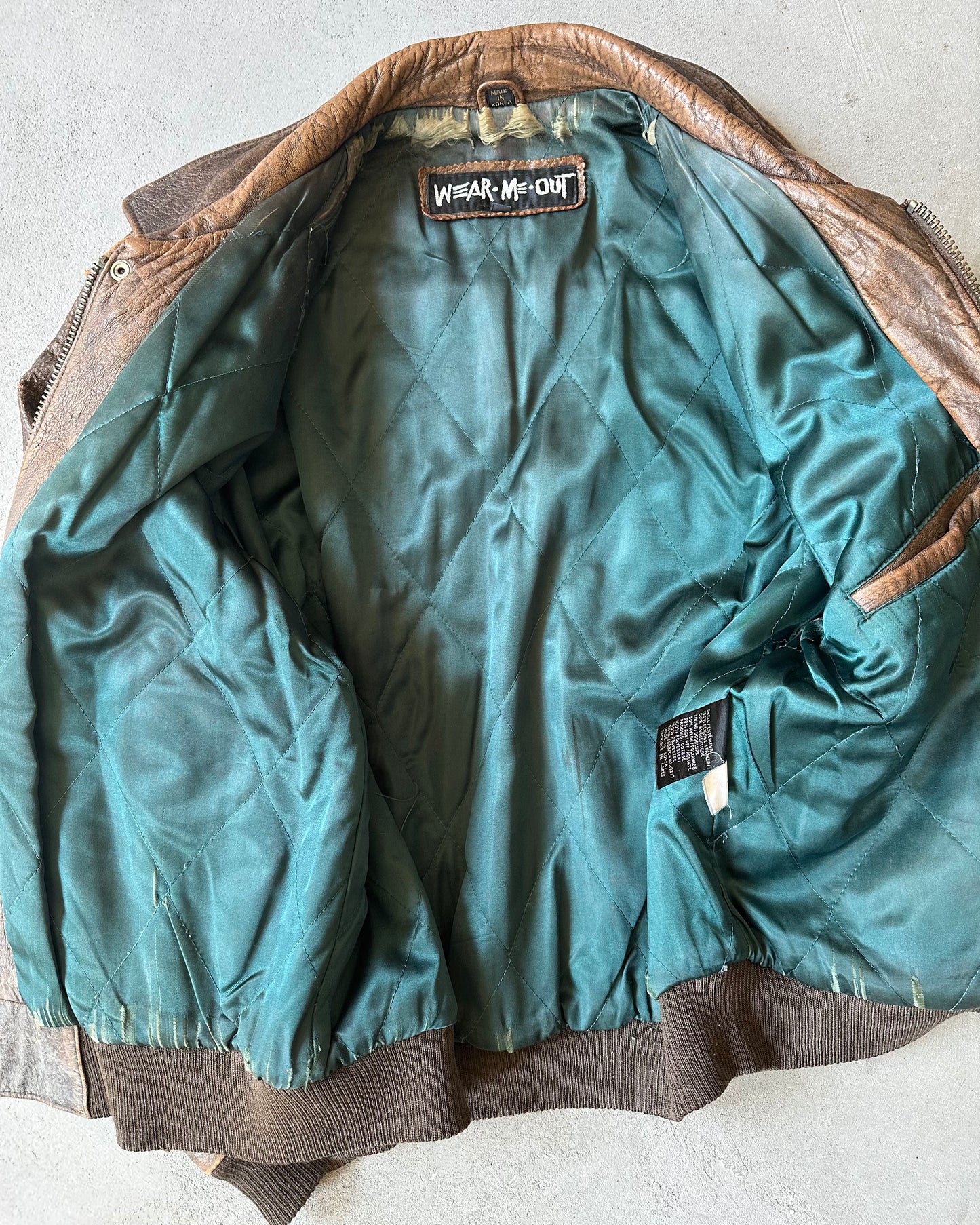 1990s - Faded Brown Aviator Leather Jacket - M