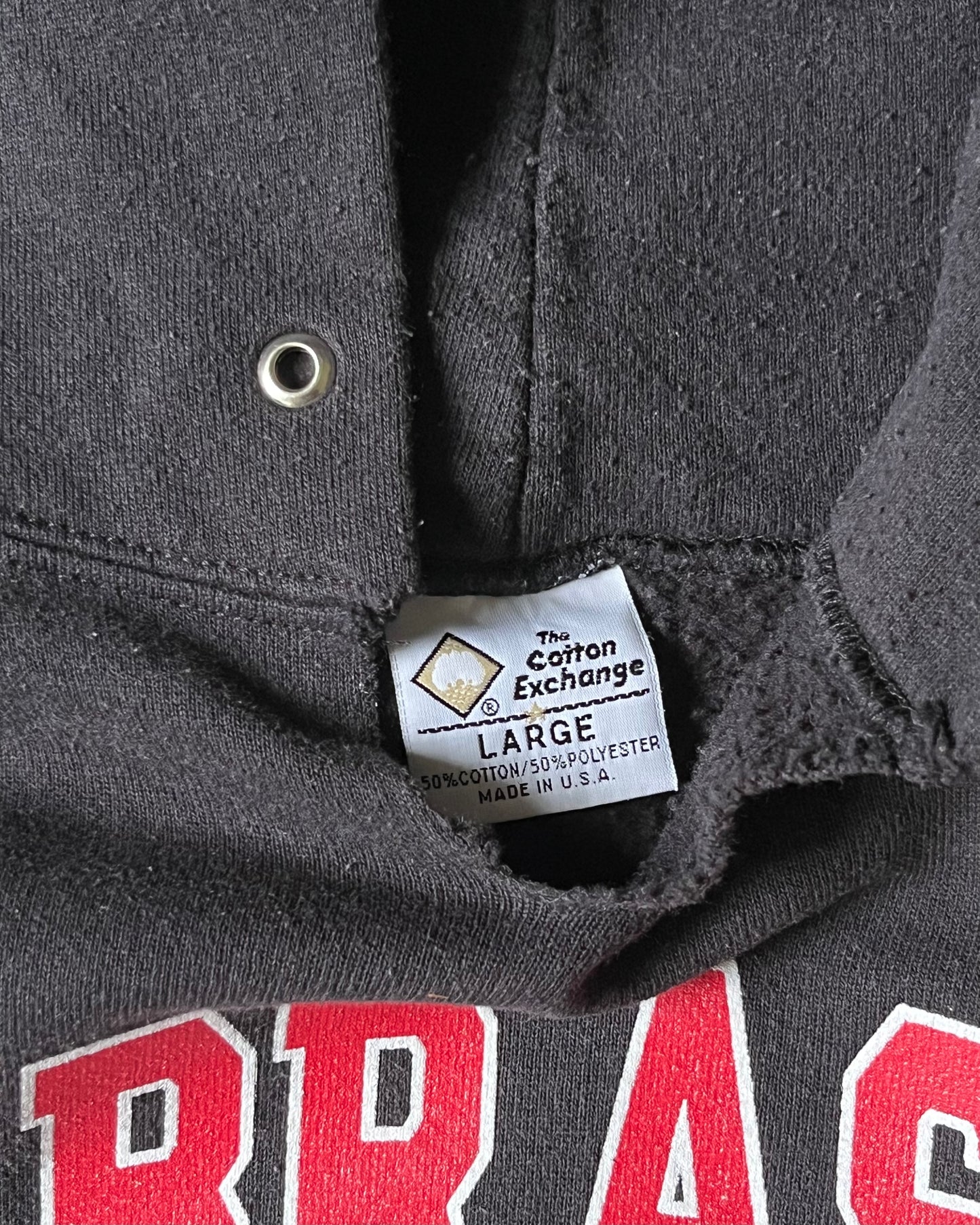 1990s - Distressed Black Nebraska Hoodie - M