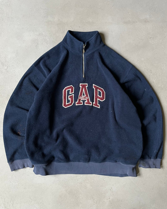 1990s - Distressed Navy GAP 1/4 Zip Fleece - XXL