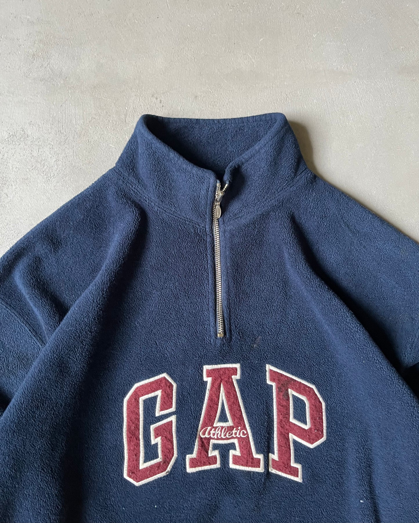 1990s - Distressed Navy GAP 1/4 Zip Fleece - XXL