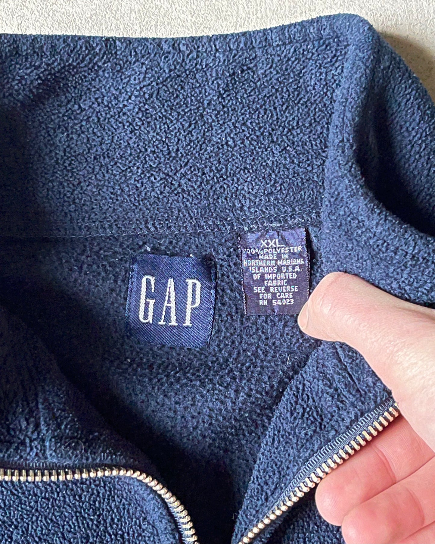 1990s - Distressed Navy GAP 1/4 Zip Fleece - XXL