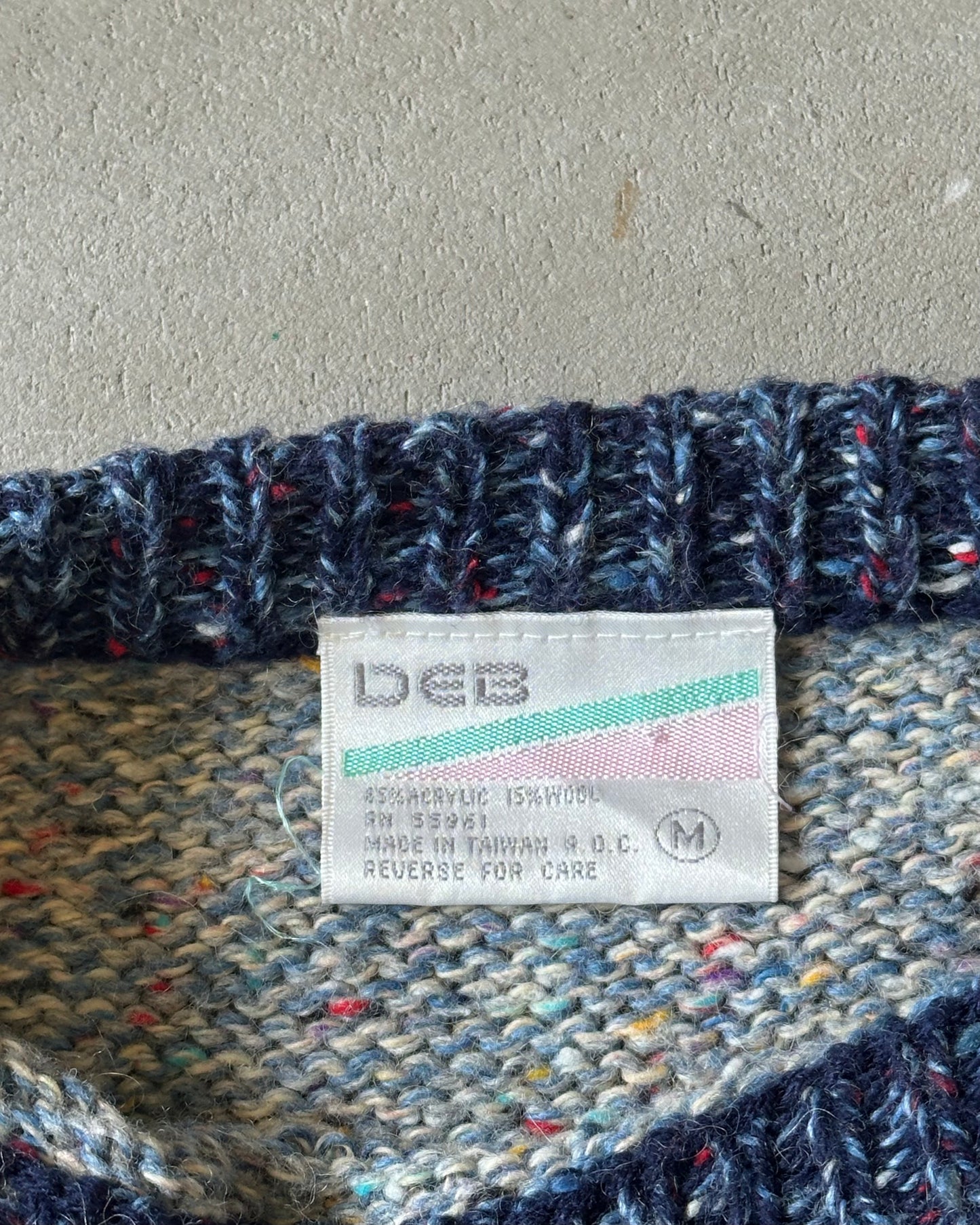 1990s - Blue Patchwork Sweater - M