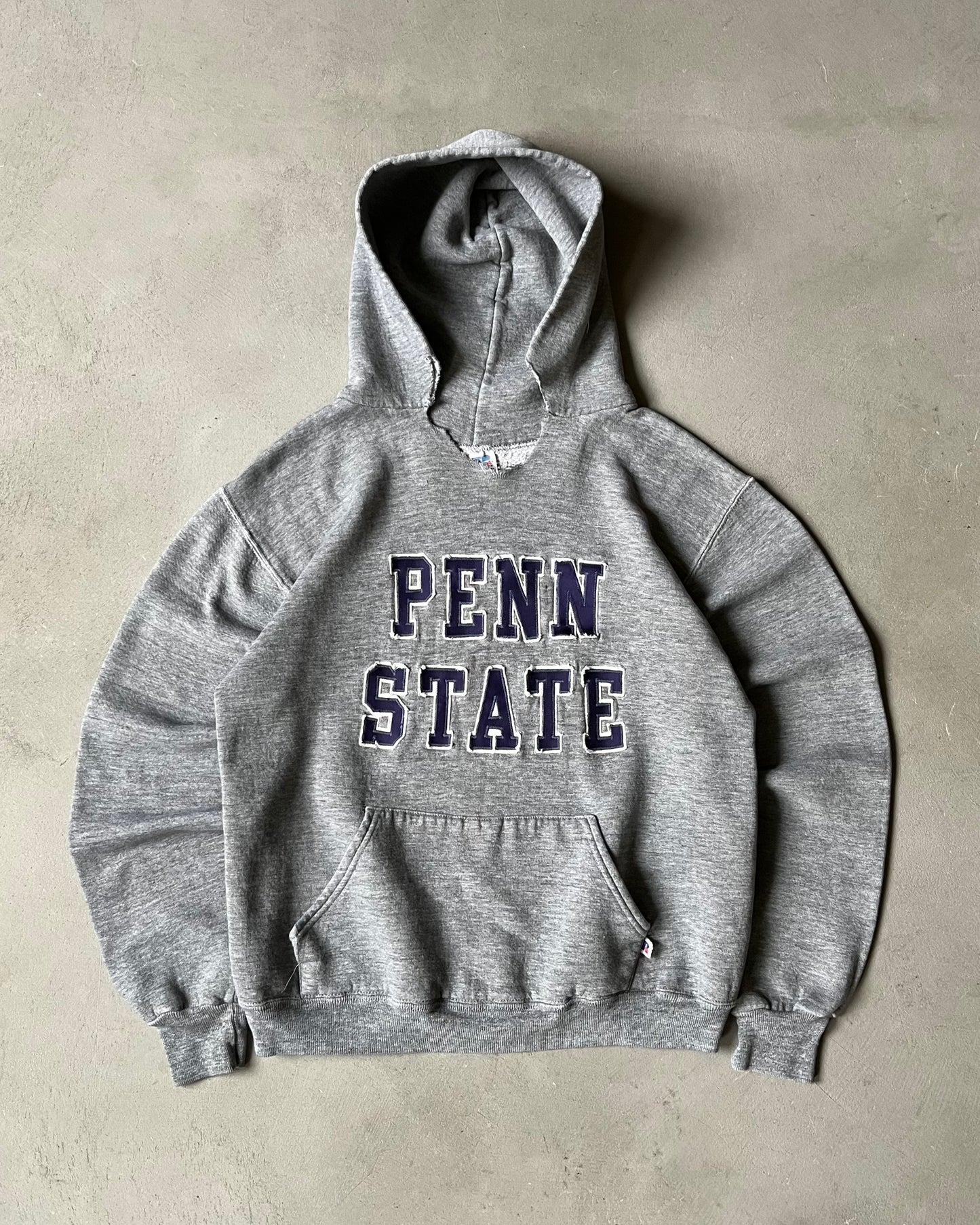 1980s - Distressed Grey Penn State Russell Hoodie - S