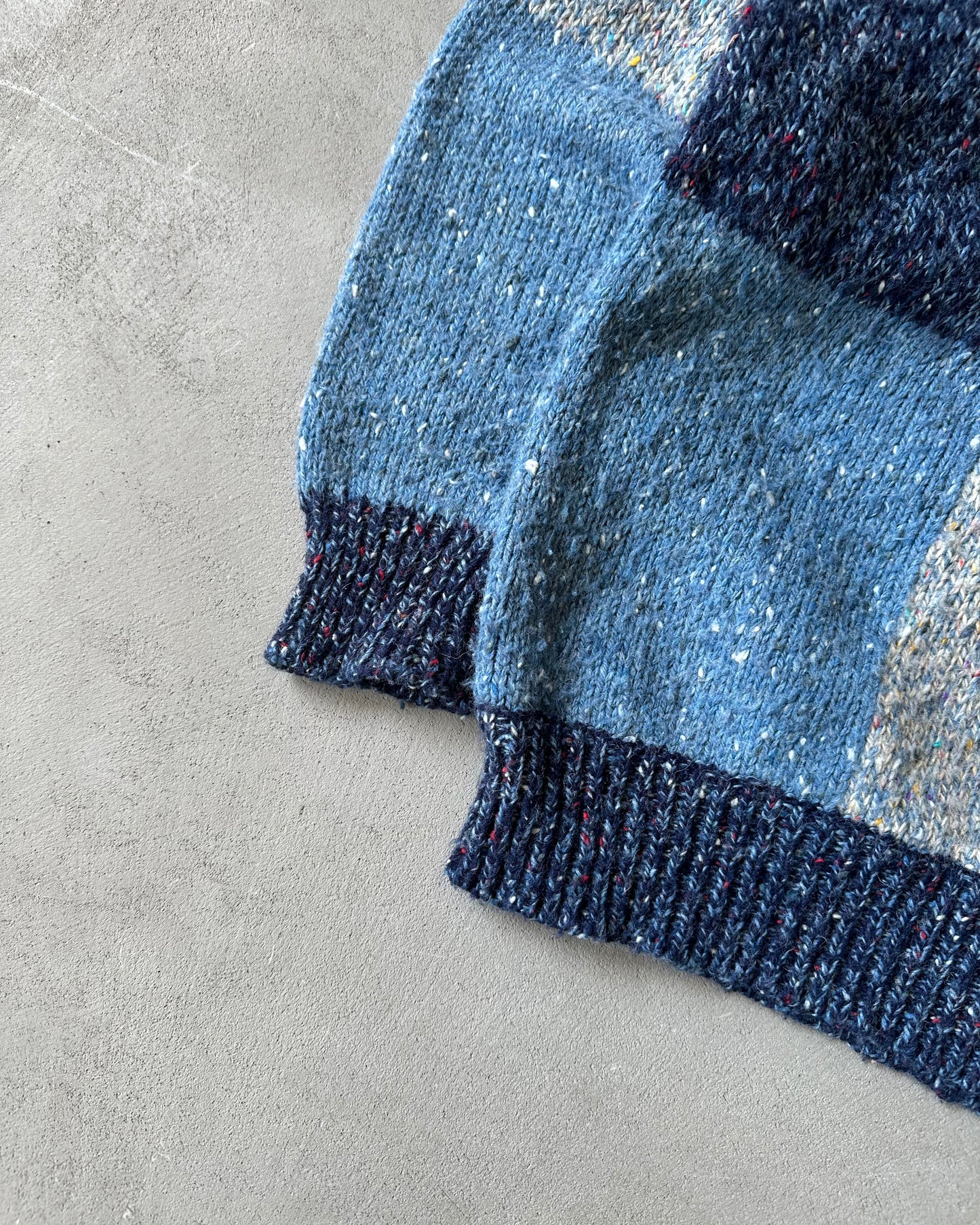 1990s - Blue Patchwork Sweater - M