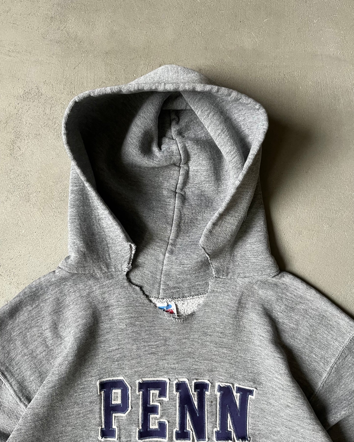1980s - Distressed Grey Penn State Russell Hoodie - S