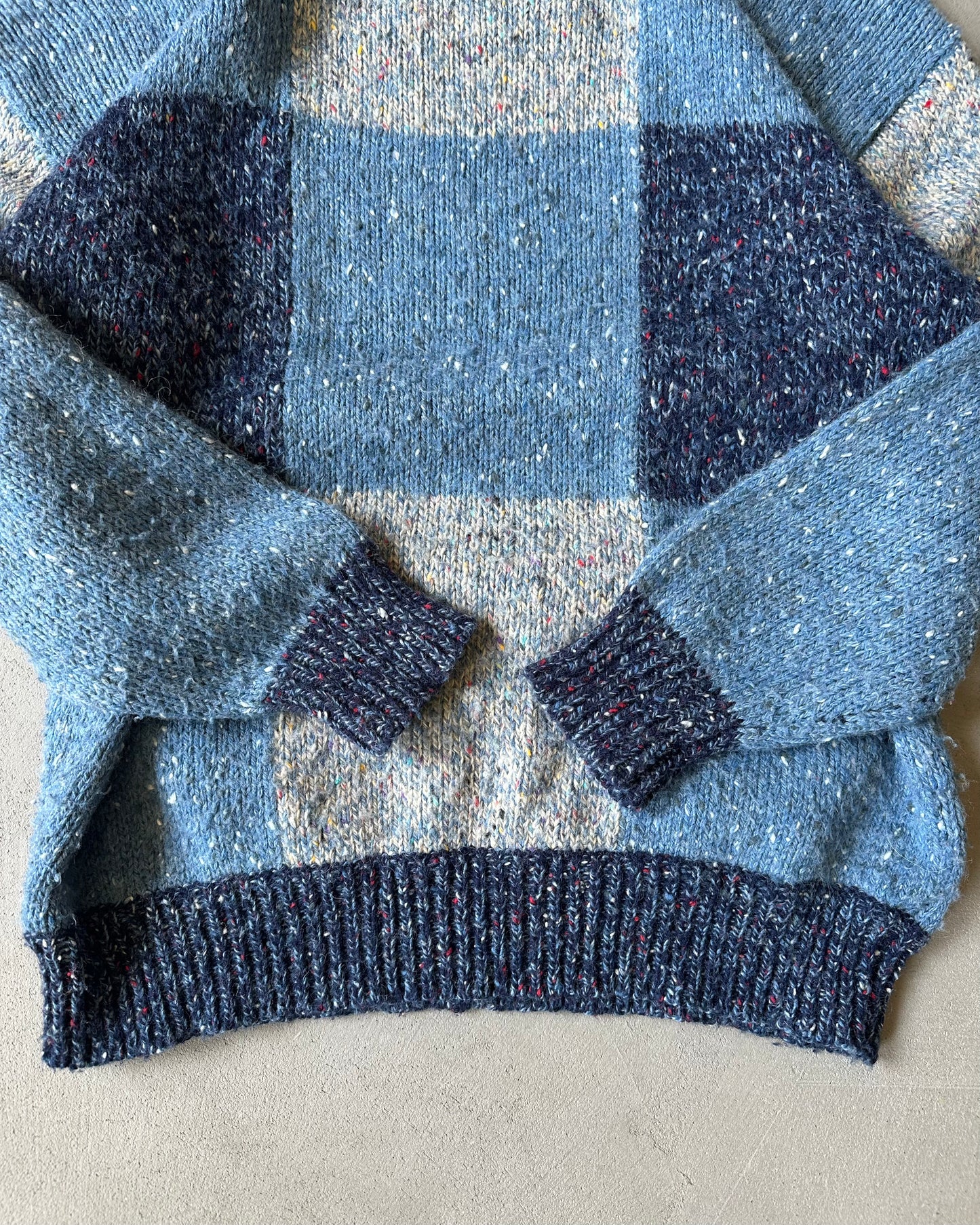 1990s - Blue Patchwork Sweater - M