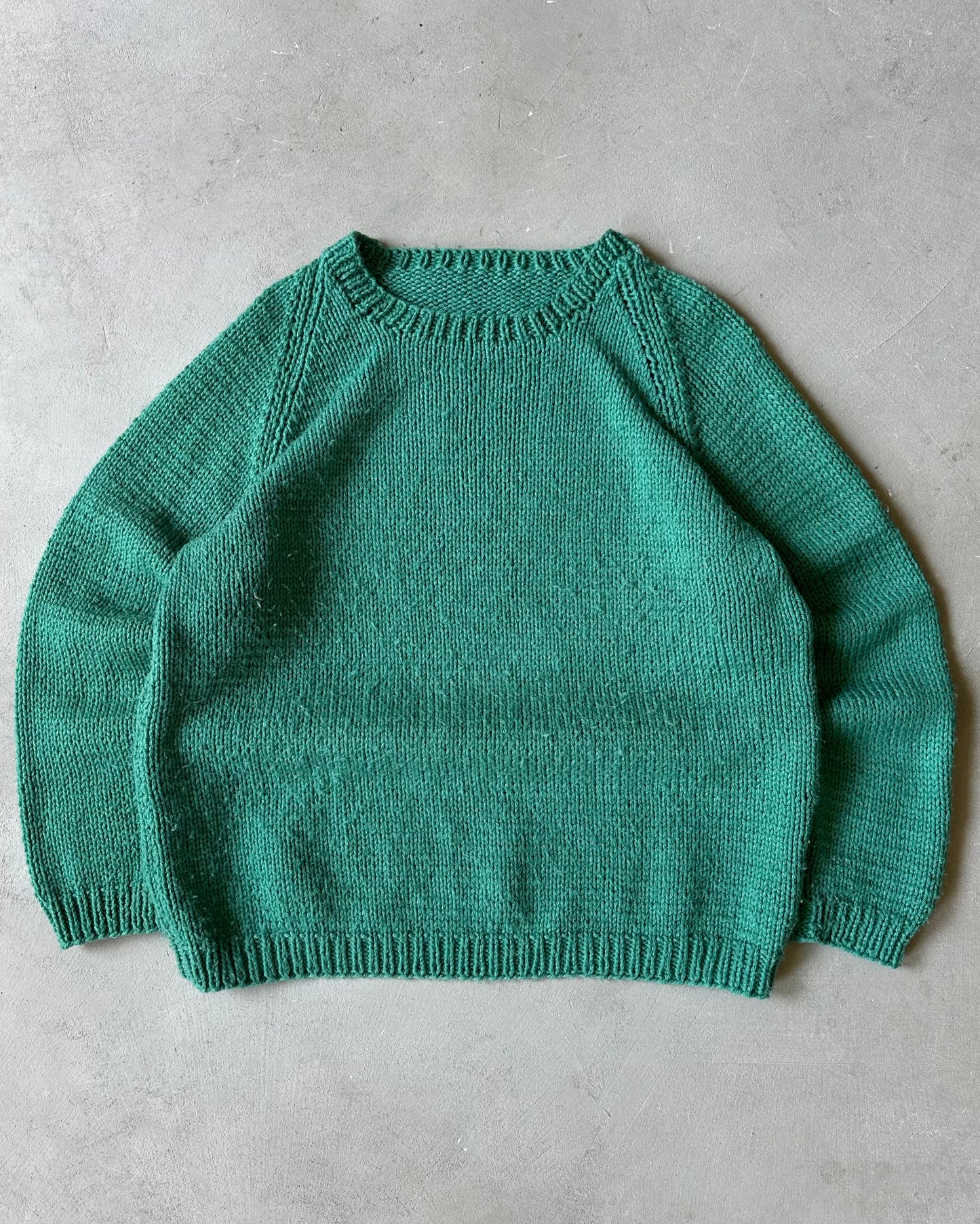1980s - Green Handknit Sweater - M