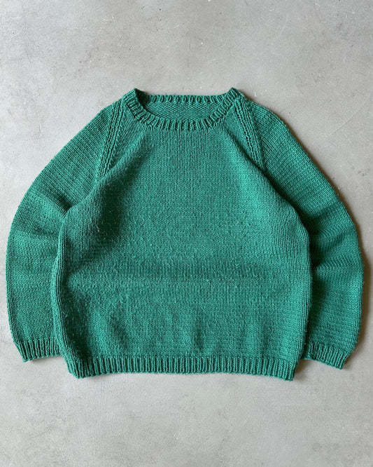 1980s - Green Handknit Sweater - M