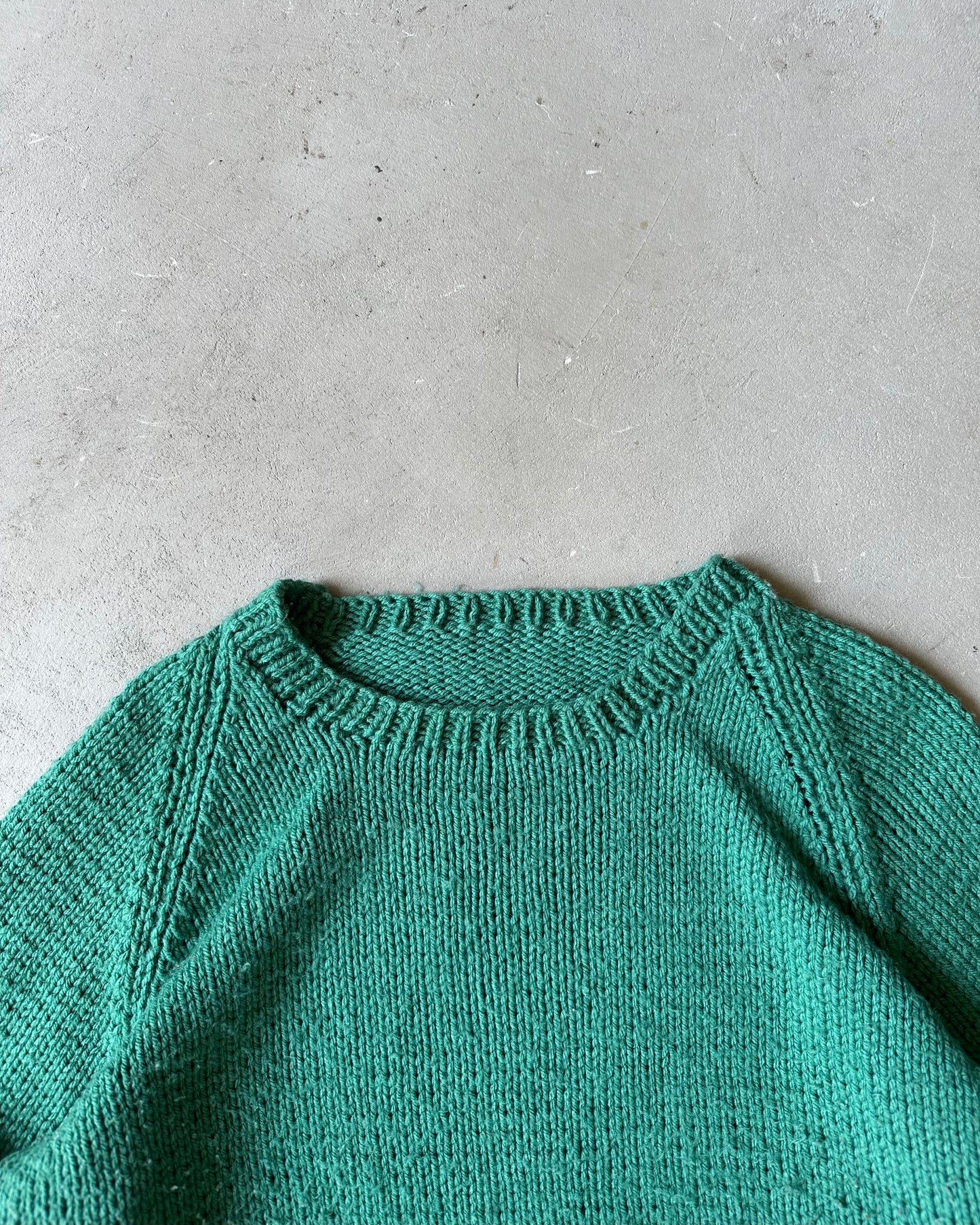 1980s - Green Handknit Sweater - M