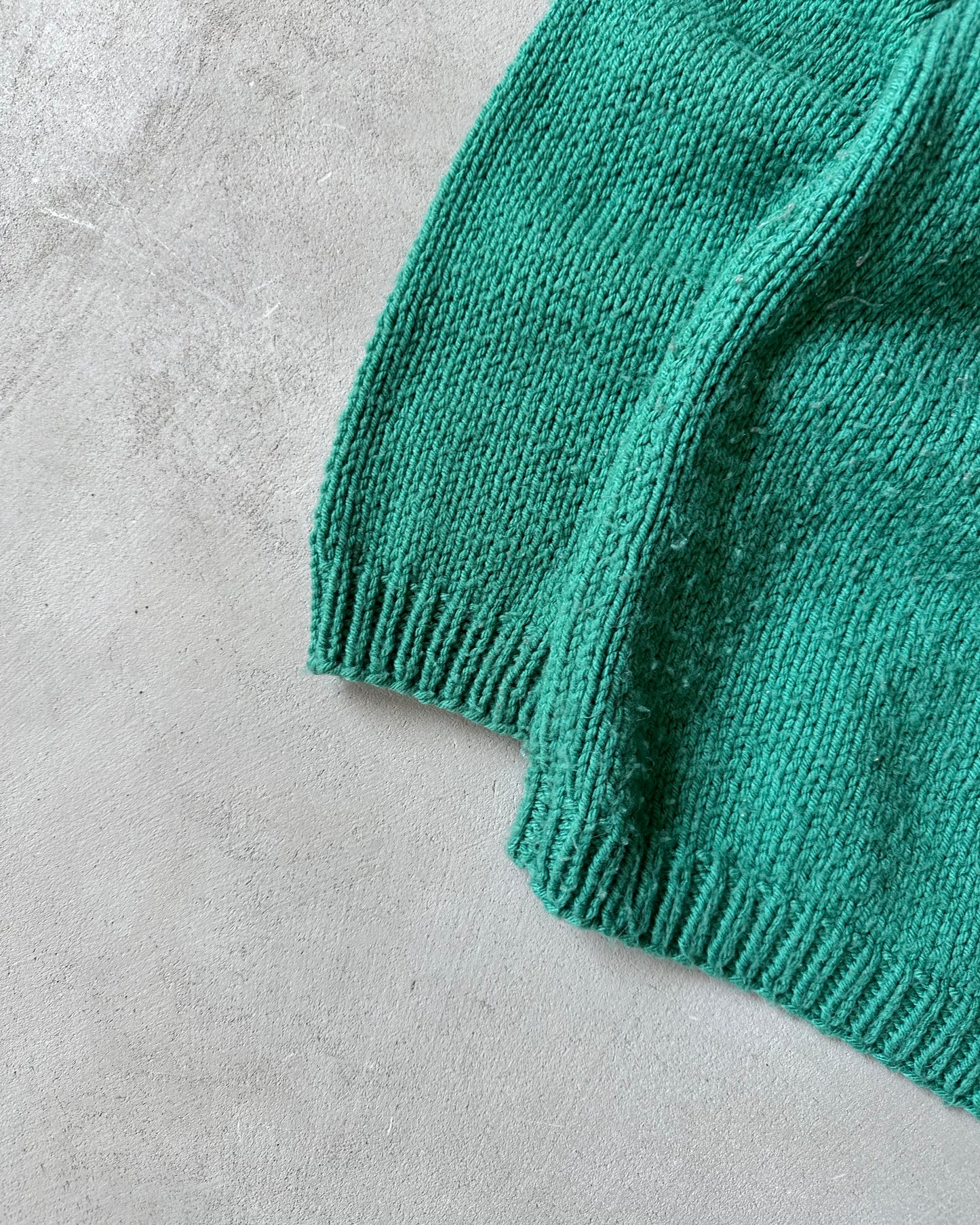 1980s - Green Handknit Sweater - M